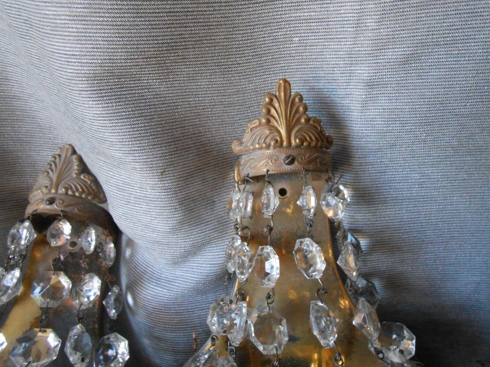 Set of 4 1940's French Empire style Bronze / Glass Bag/ Tent Wall Sconces For Sale 9