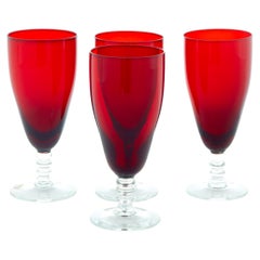 Retro Set of 4 1950's Scandinavian Red Wine Glasses by Monica Bratt