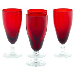 Vintage Set of 4 1950's Scandinavian Red Wine Glasses by Monica Bratt