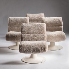 Lote de 4 Sillones Saturn Yrjö Kukkapuro Beige 1960, tapicería de lana rizada