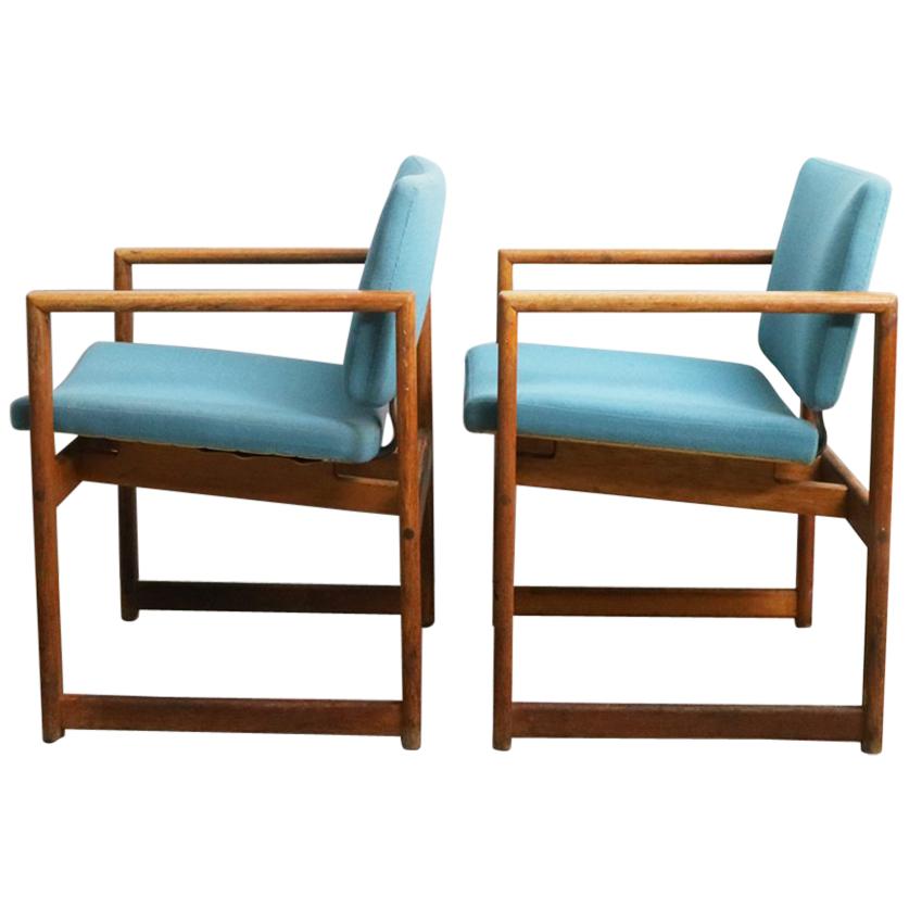 Set of 4 1960s Danish Midcentury Oak Framed Occasional / Dining Chairs For Sale