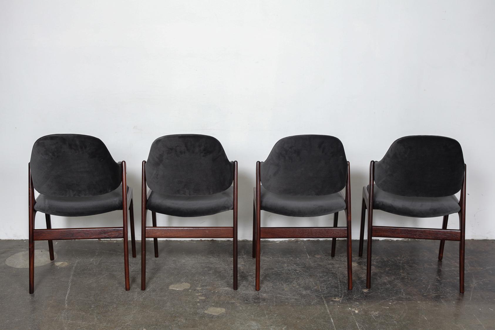Lacquered Set of 4 1960s Danish Solid Rosewood Dining Chairs by Gern Mobelfabrik