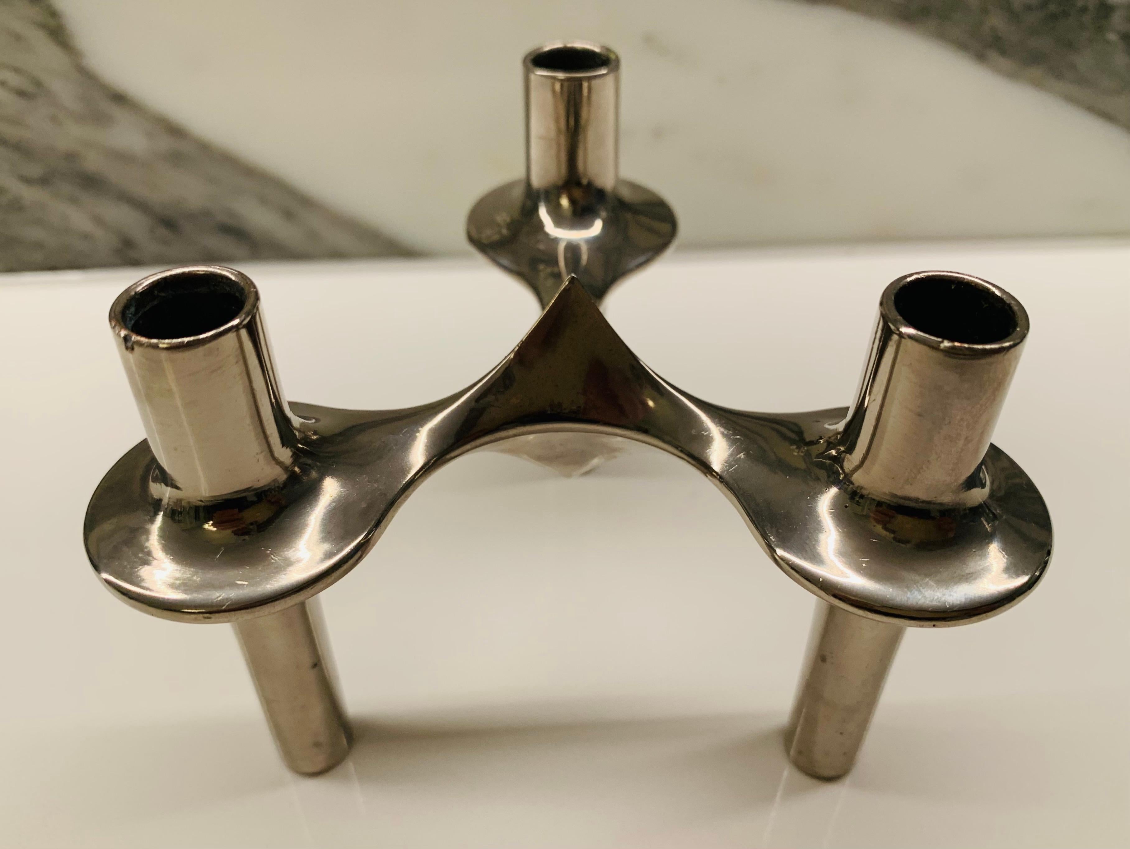 Set of 4 1960s German BMF Nagel Chrome Modular Candle Holders by Stoffi & Nagel 8