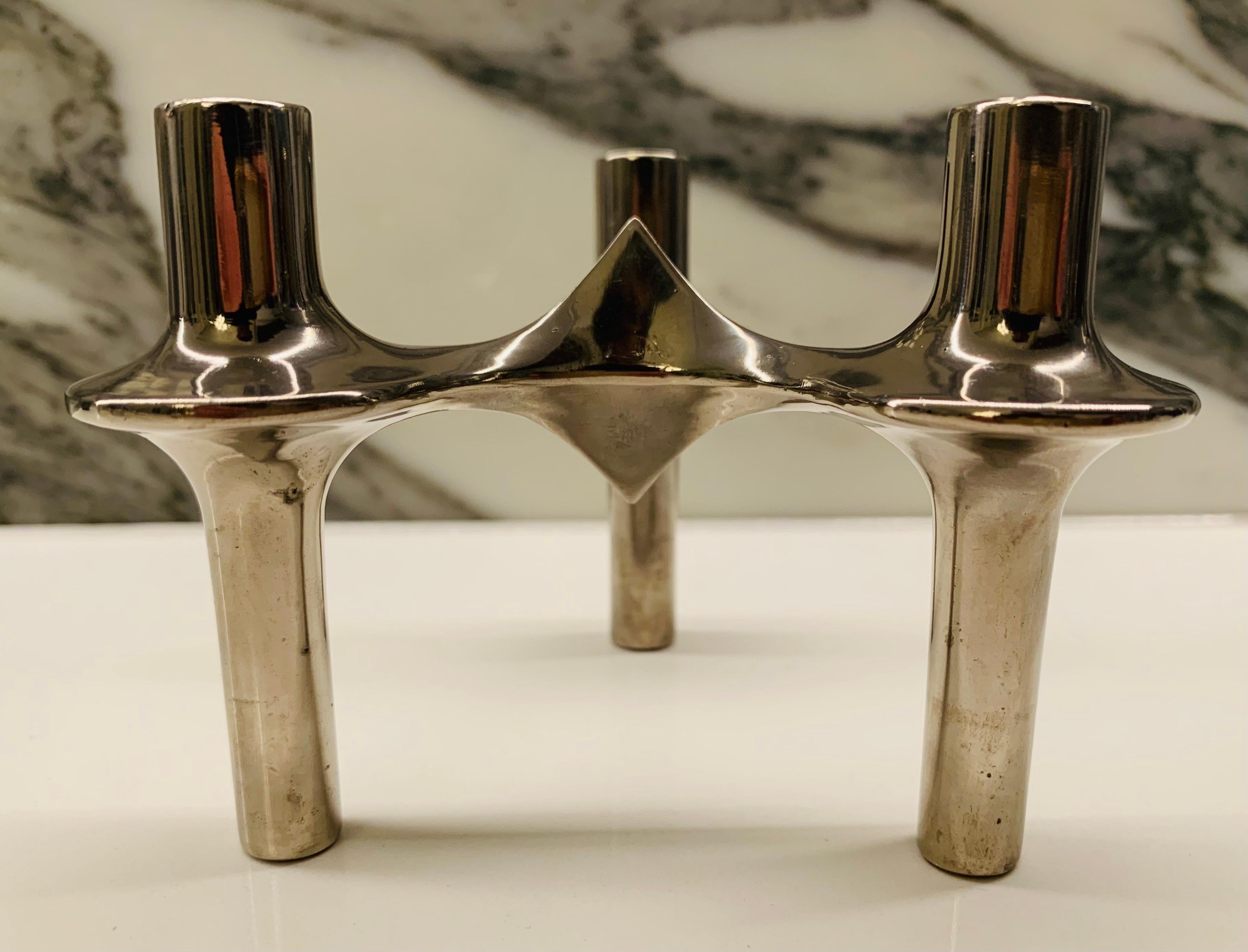Set of 4 1960s German BMF Nagel Chrome Modular Candle Holders by Stoffi & Nagel 9