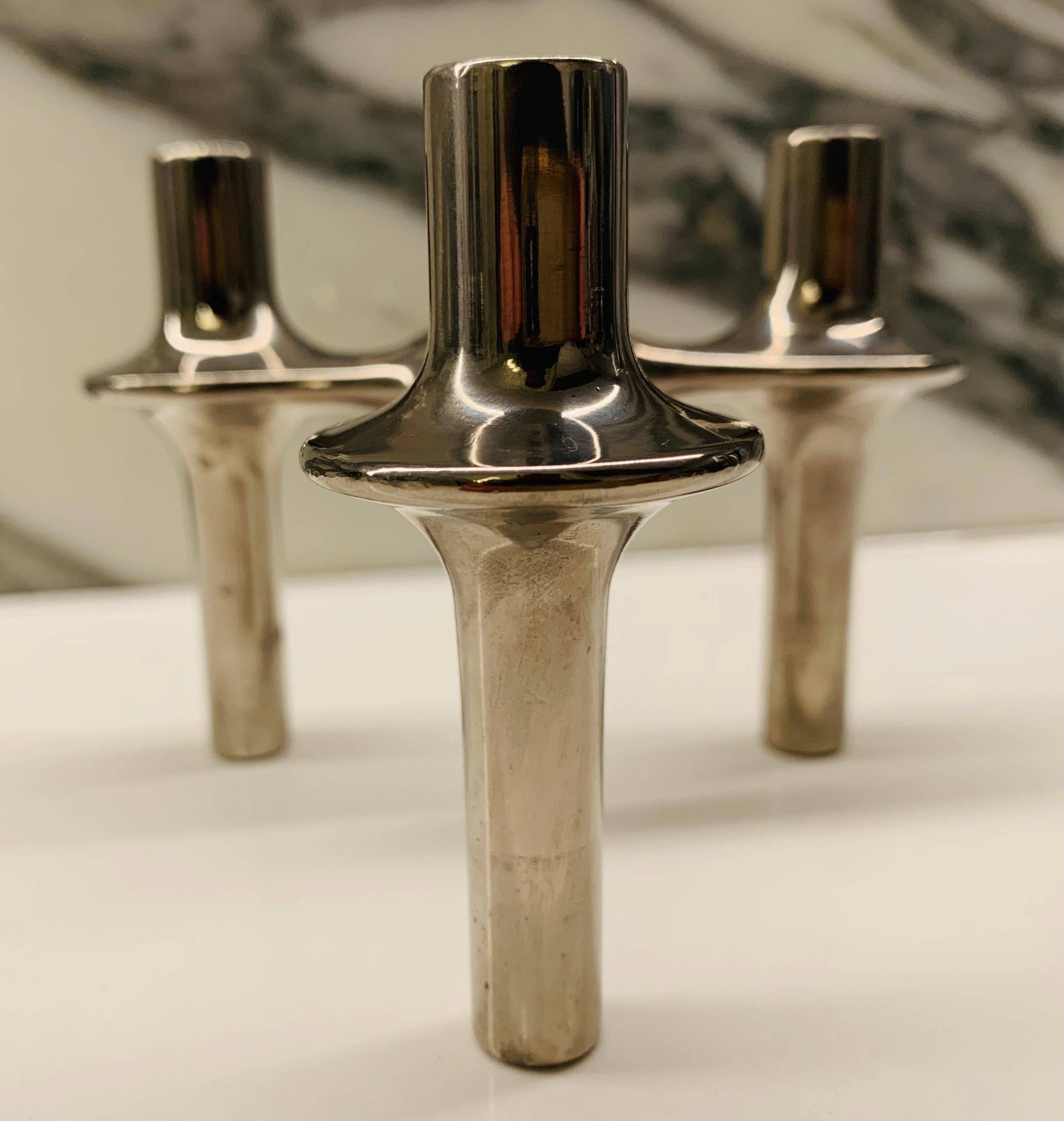 Set of 4 1960s German BMF Nagel Chrome Modular Candle Holders by Stoffi & Nagel 10