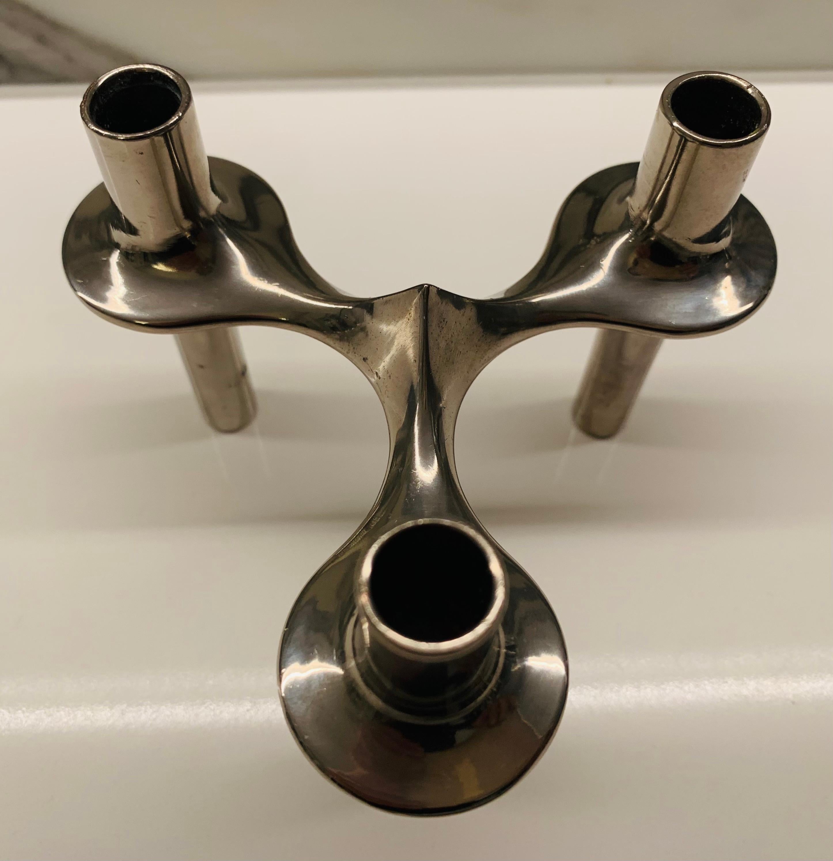 Set of 4 1960s German BMF Nagel Chrome Modular Candle Holders by Stoffi & Nagel 11