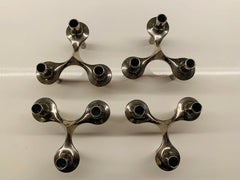 Set of 4 1960s German BMF Nagel Chrome Modular Candle Holders by Stoffi & Nagel