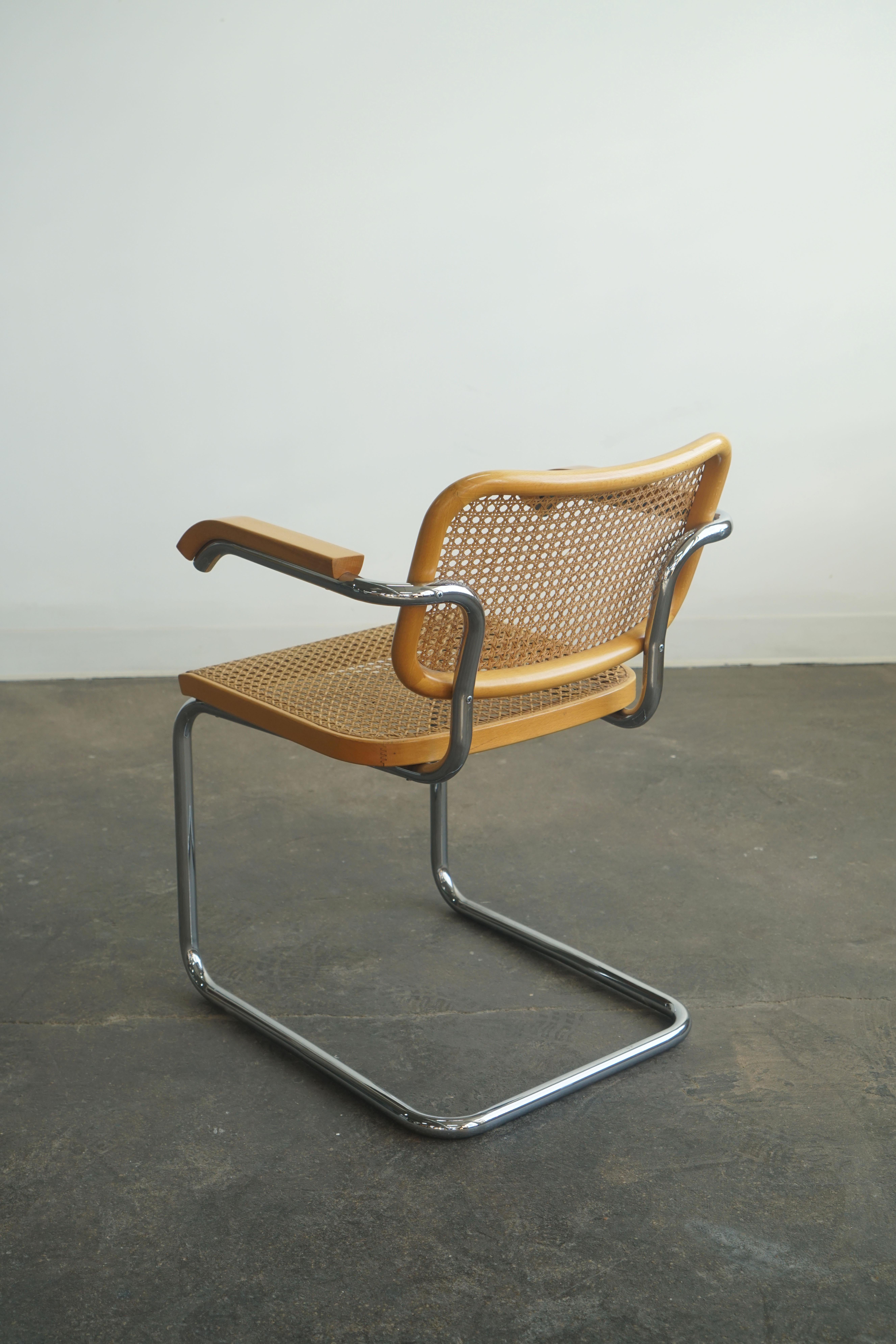Set of 4 1960's Marcel Breuer Cesca chairs with arms, Stendig labels For Sale 6