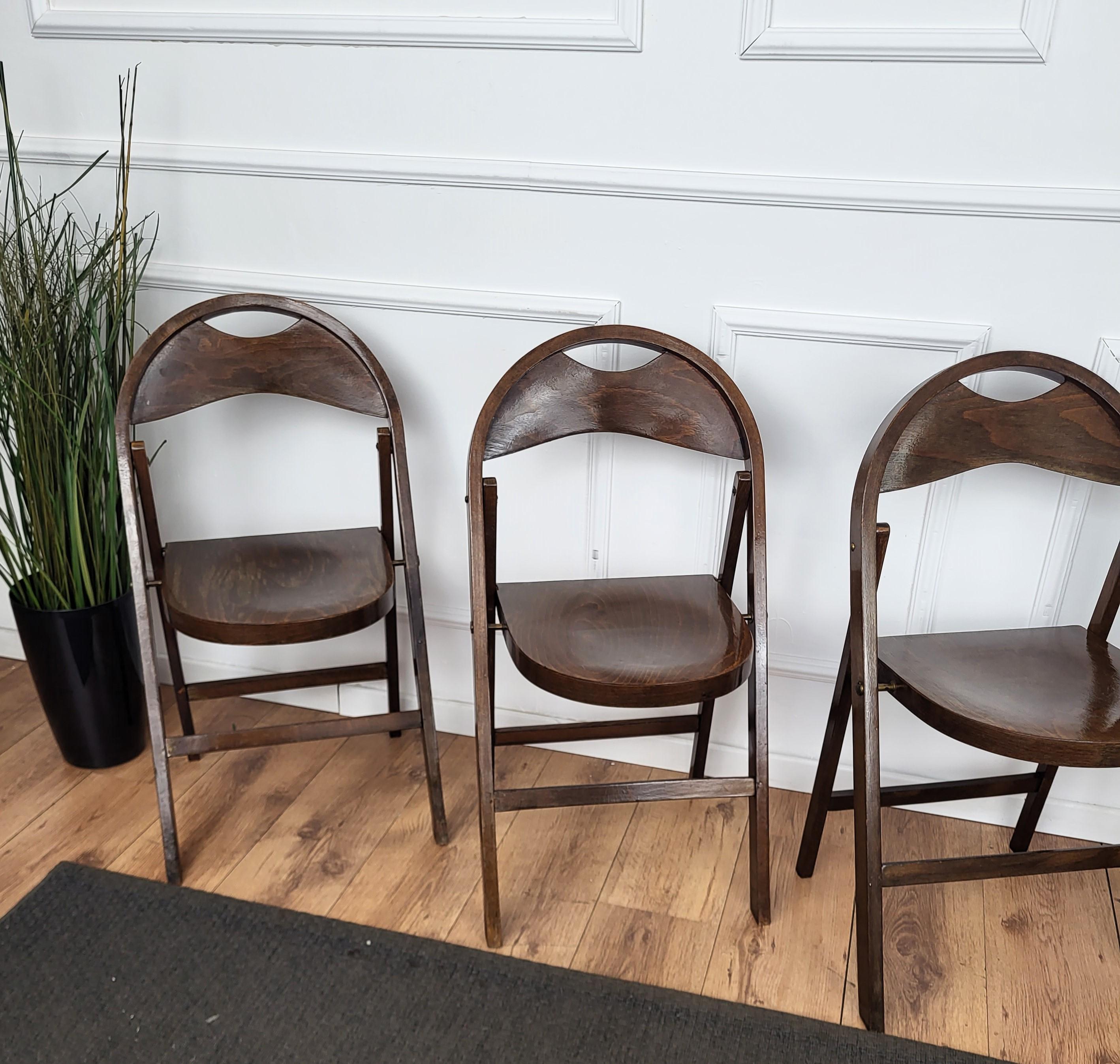 Mid-Century Modern Set of 4 1960s Mid-Century Thonet B 751 Wood Folding Chairs  For Sale