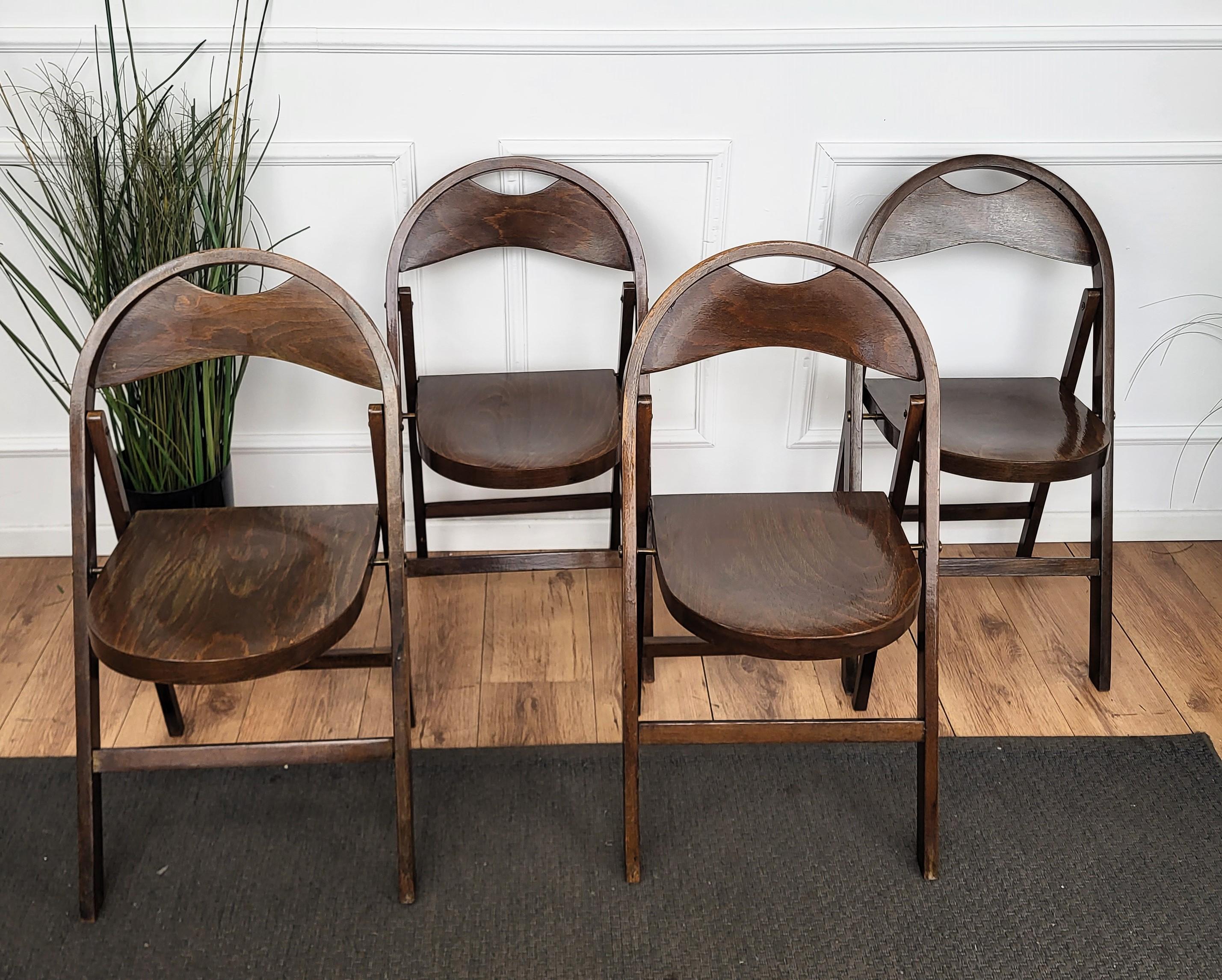 Set of 4 1960s Mid-Century Thonet B 751 Wood Folding Chairs  In Good Condition For Sale In Carimate, Como