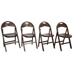 Set of 4 1960s Mid-Century Thonet B 751 Wood Folding Chairs