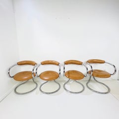 Set of 4 1970s Chrome Dining Chairs by Rudi Bonzanini for Tecnosalotto
