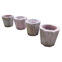 Set of 4 1970s Concrete planters Octagonal shape