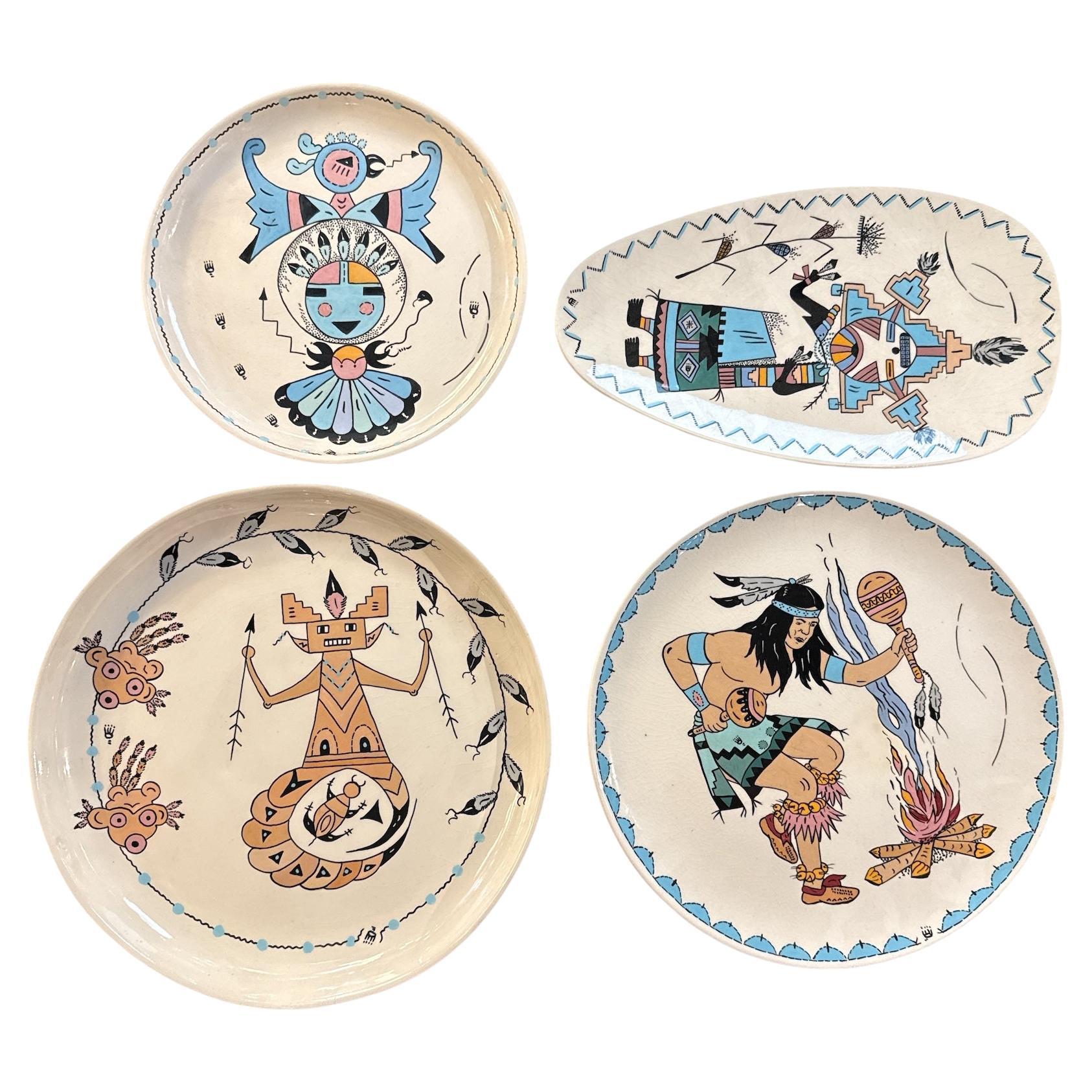 Juego de 4 vajillas Genevieve Golsh de los años 70
