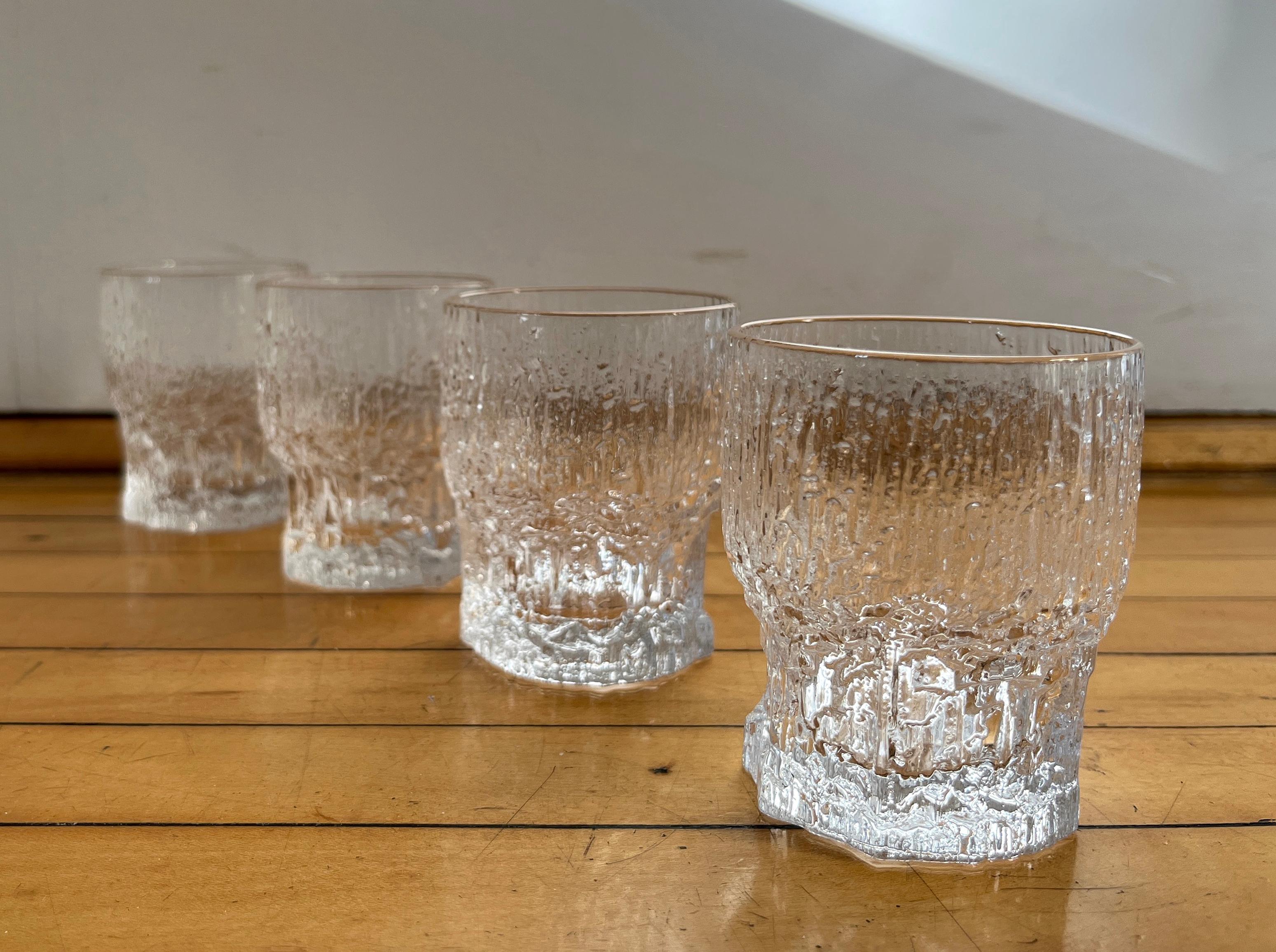 Set of 4 1970s Icicle Art Aslak Whiskey Glasses by Tapio Wirkkala for Iittala For Sale 1