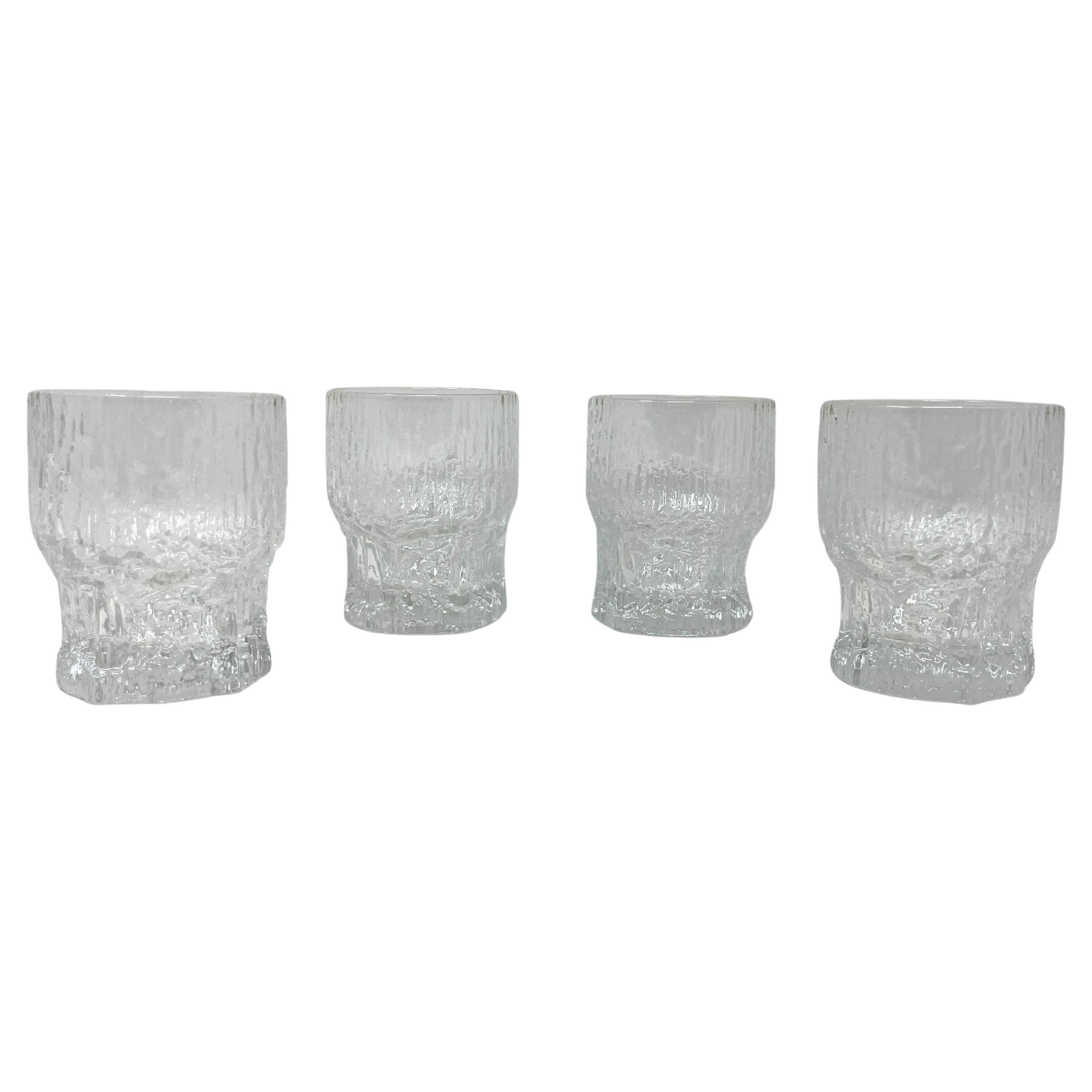 Juego de 4 vasos de whisky Aslak con arte de carámbanos de los años 70, de Tapio Wirkkala para Iittala