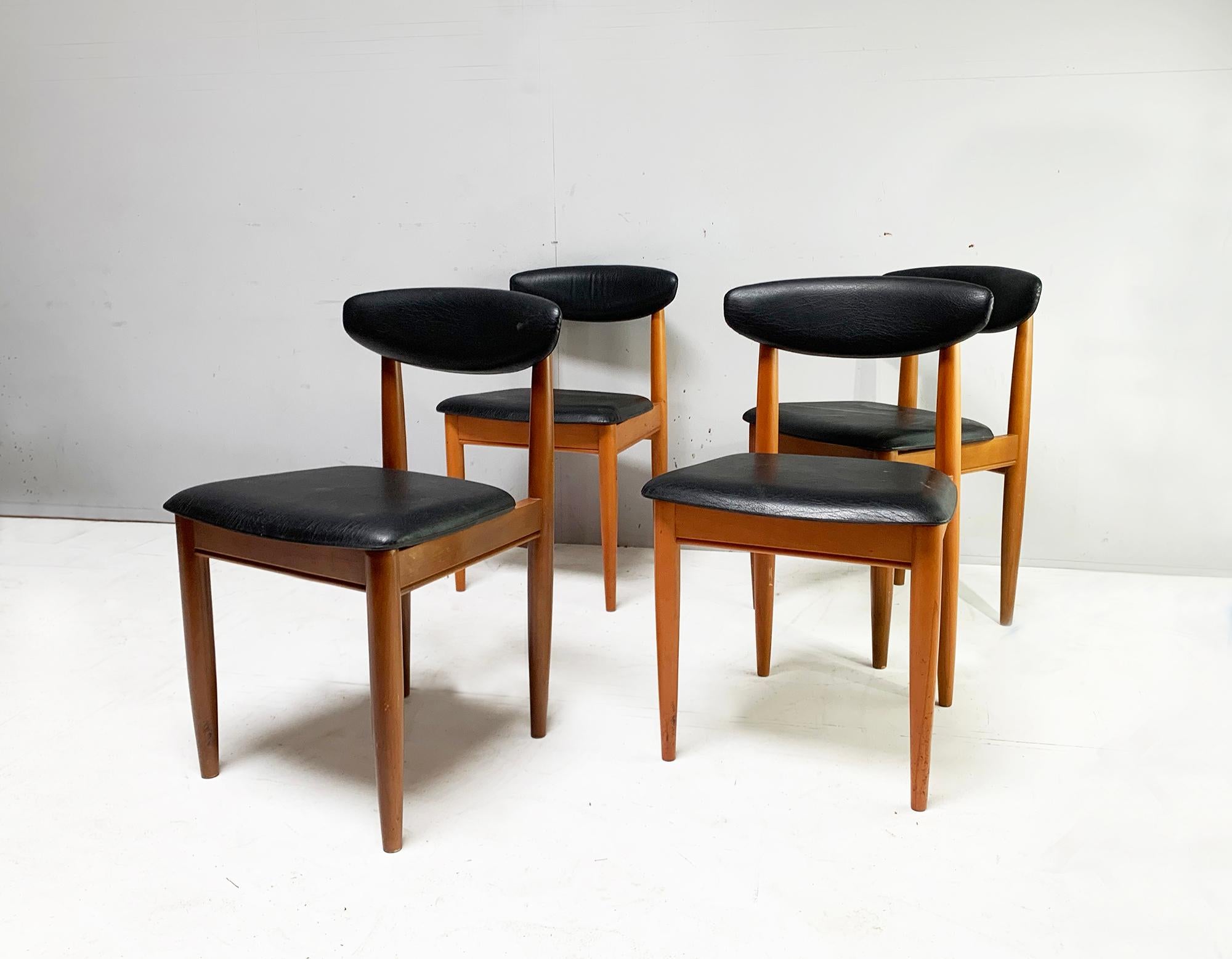 The price listed is for the FOUR chairs

Founded in 1957 by Chaim Schreiber, Schreiber furniture is an interesting British success story. The Company was one of the biggest names in furniture in the 70s, rivalling G Plan and other well known