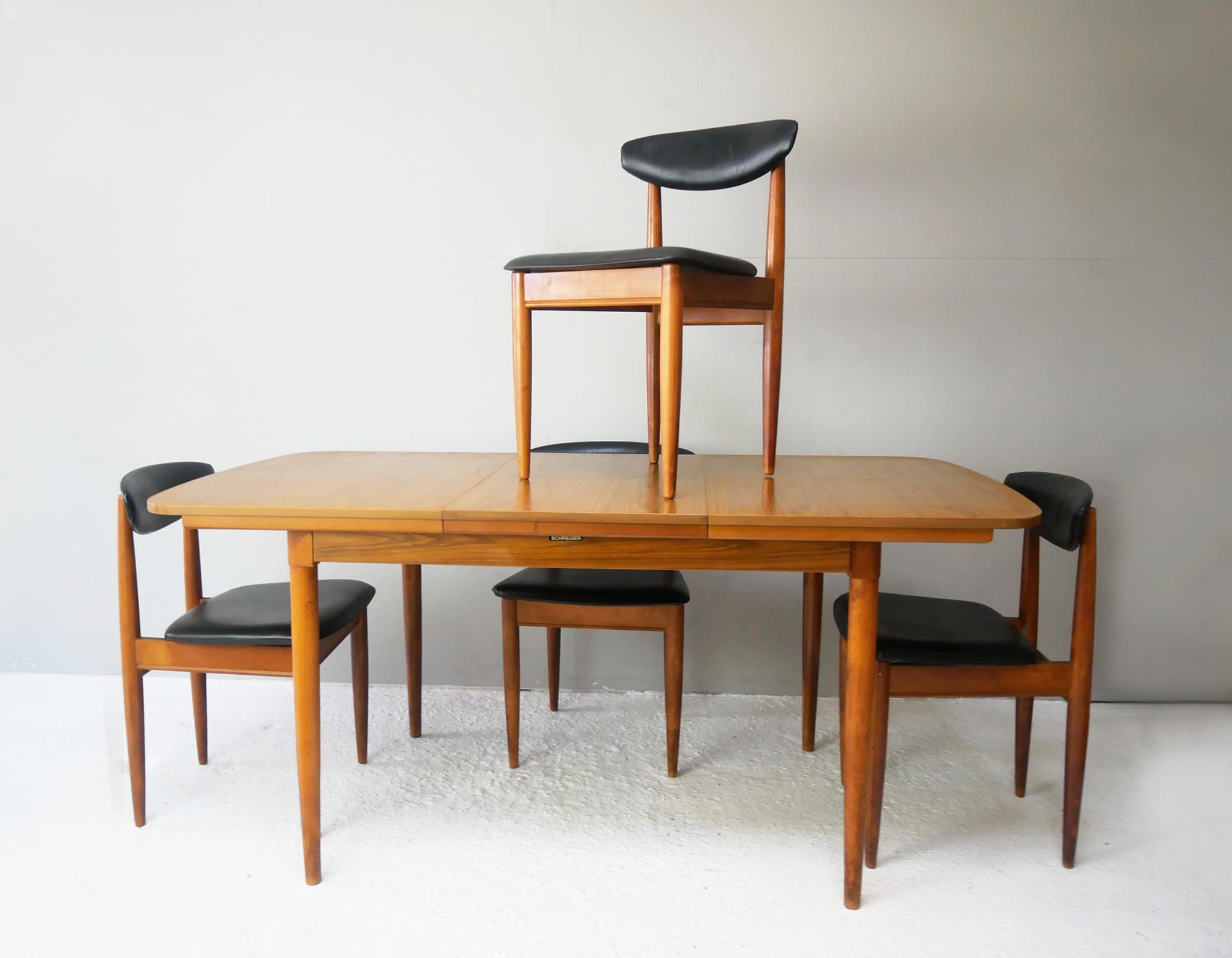 The price listed is for the FOUR chairs

Founded in 1957 by Chaim Schrieber, Schreiber furniture is an interesting British success story.  The Company was one of the biggest names in furniture in the 70s, rivalling G Plan and other well known
