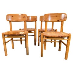 Set of 4 1970s Mid-Century Pine Dining Chairs by Rainer Daumiller