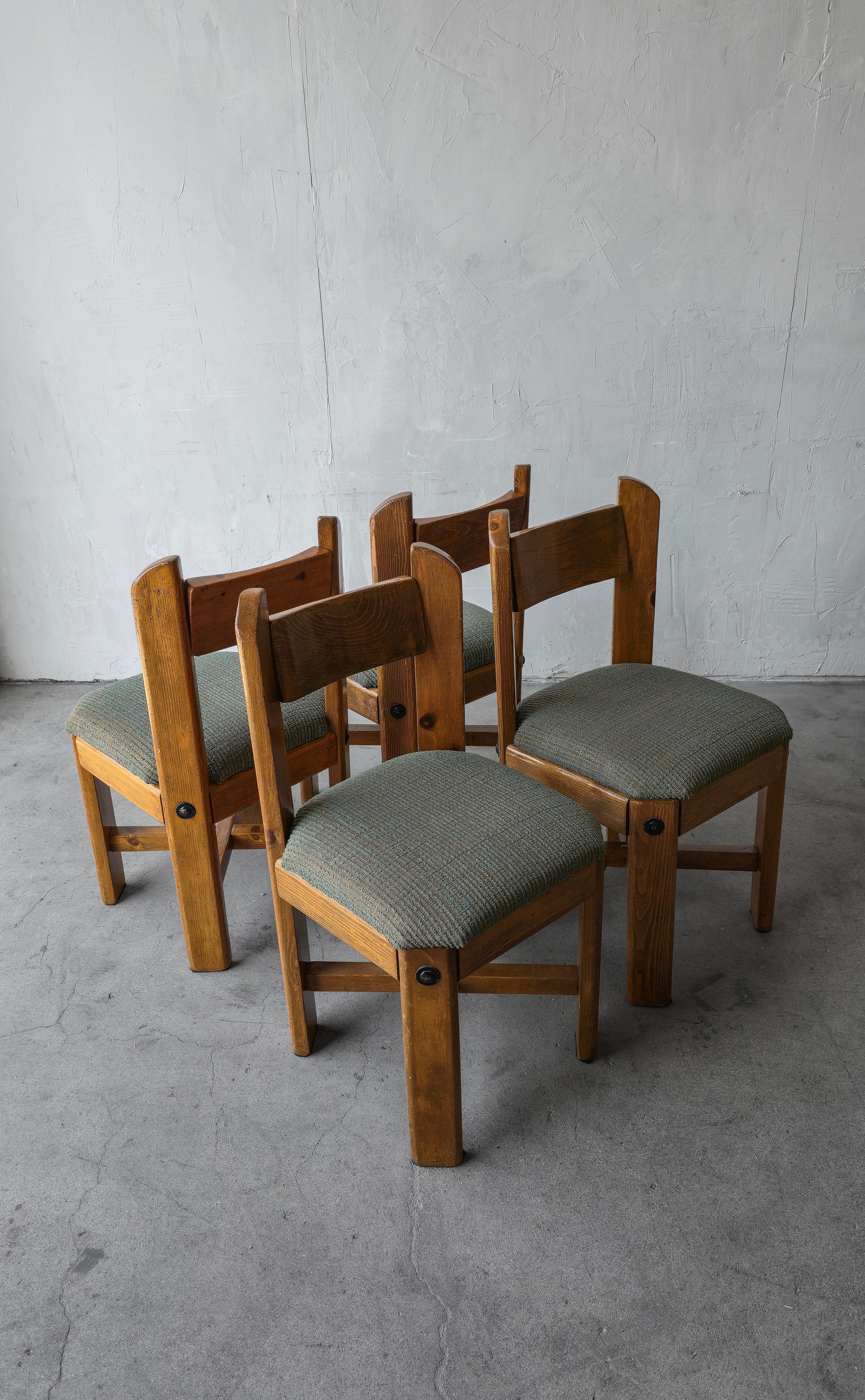 20th Century Set of 4 1970s Scandinavian Pine Dining Chairs For Sale