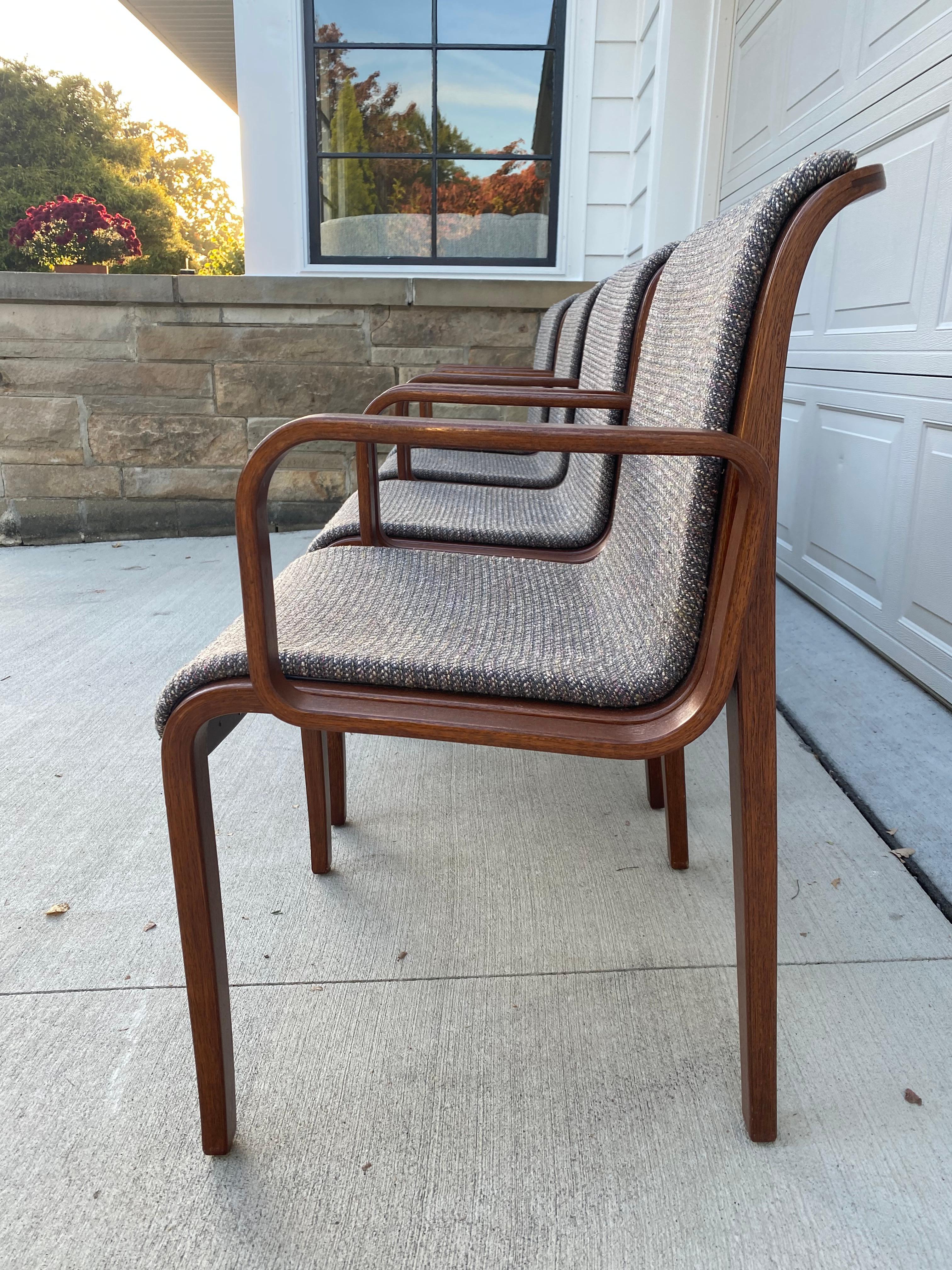 Set of 4 1970s Walnut Knoll Bill Stephens Arm Chairs For Sale 4