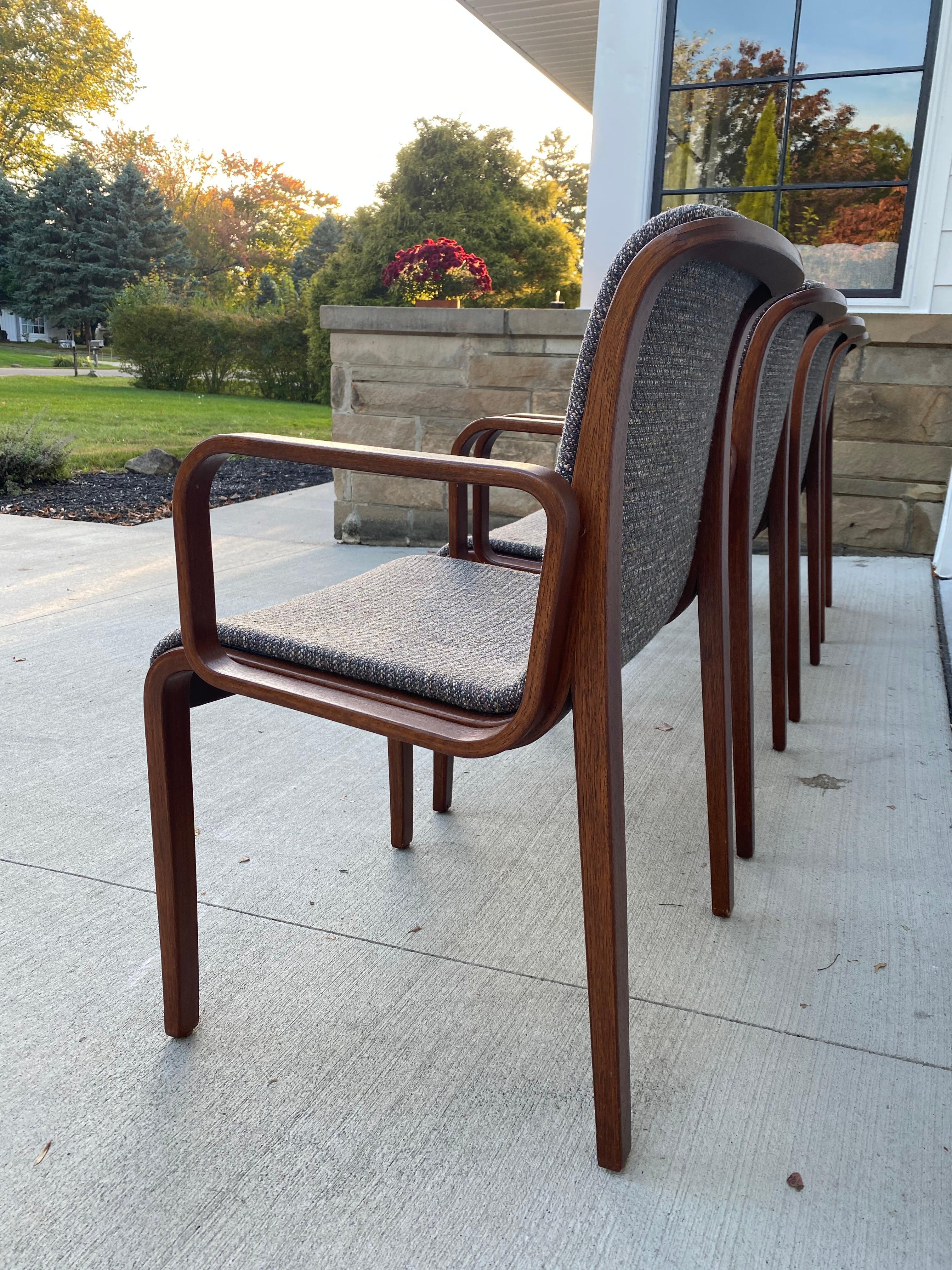Set of 4 1970s Walnut Knoll Bill Stephens Arm Chairs For Sale 2
