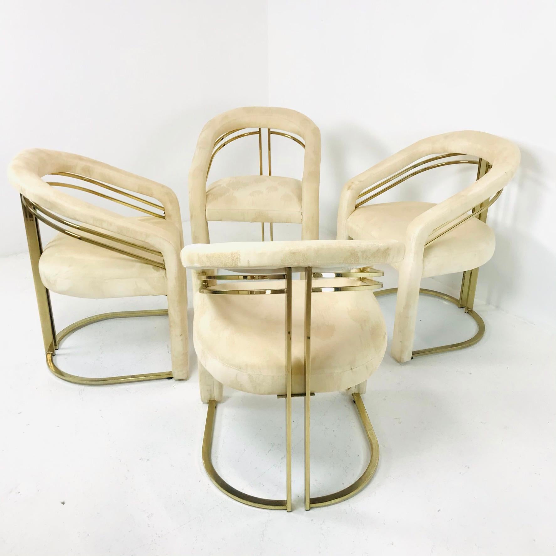 Brass Set of 4 1980's Carson Chairs