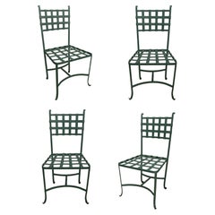 Set of 4 1990s Spanish Green Wrought Iron Garden Chairs Set of 4 1990s Spanish Green Wrought Iron Garden Chairs