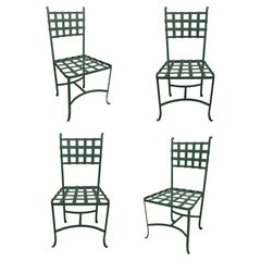 Set of 4 1990s Spanish Green Wrought Iron Garden Chairs