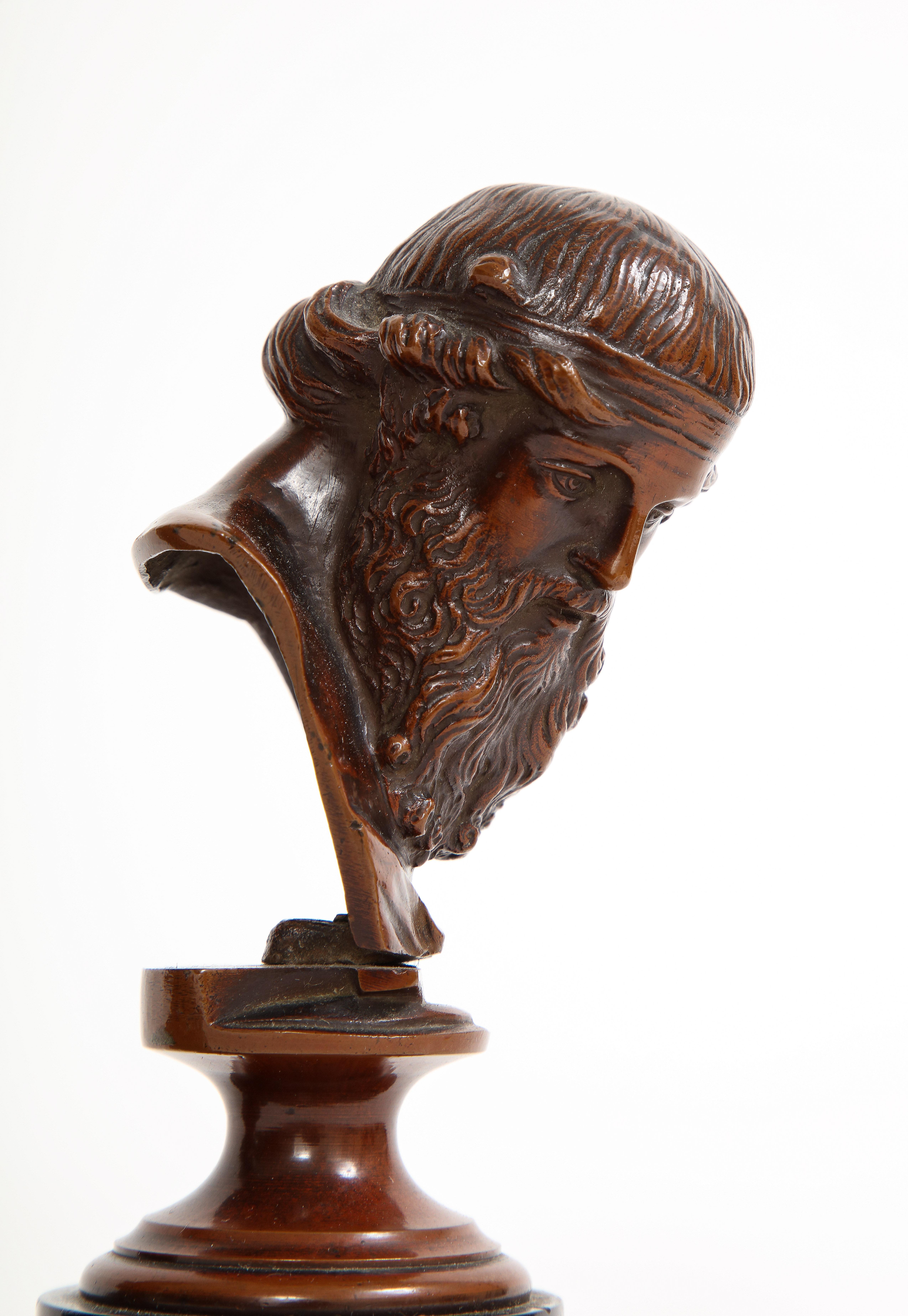 Set of 4 19th C. French Patinated Bronze Marble Mounted Busts of Philosophers For Sale 10