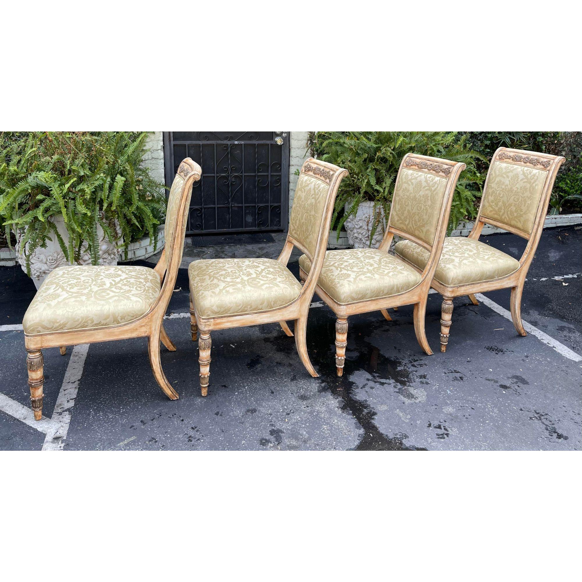 Louis XVI Set of 4, 19th C Style Charles Pollock Russian Imperial Dining Chairs For Sale