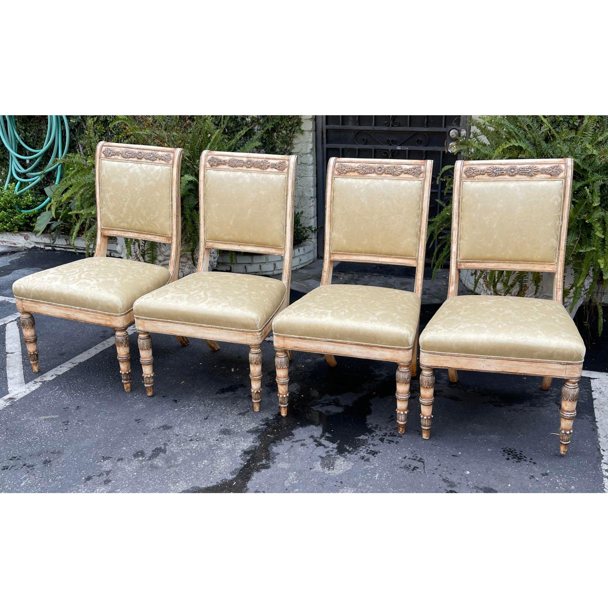 Satz von 4 russischen kaiserlichen Esszimmerstühlen im Stil von Charles Pollock im 19. Jahrhundert im Zustand „Gut“ im Angebot in LOS ANGELES, CA