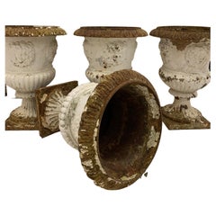 Set of 4 19th Century Cast Iron English Urns from Foundry of Andrew Handyside