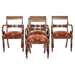 Set of 4 19th century Danish flame mahogany armchairs