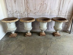 Set of 4 19th Century French Cast Iron Garden Urns