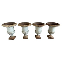 Set of 4 19th Century French Cast Iron Garden Urns