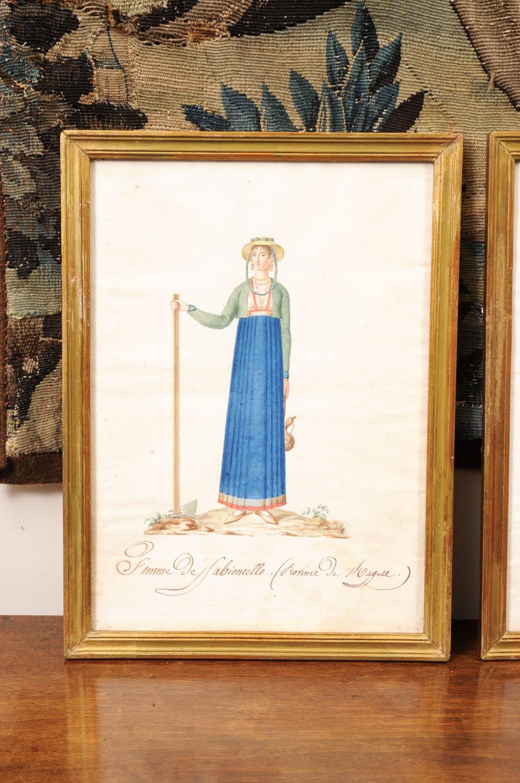 Set of 4 19th Century French Gilt Framed Water Color Female Portraits 2