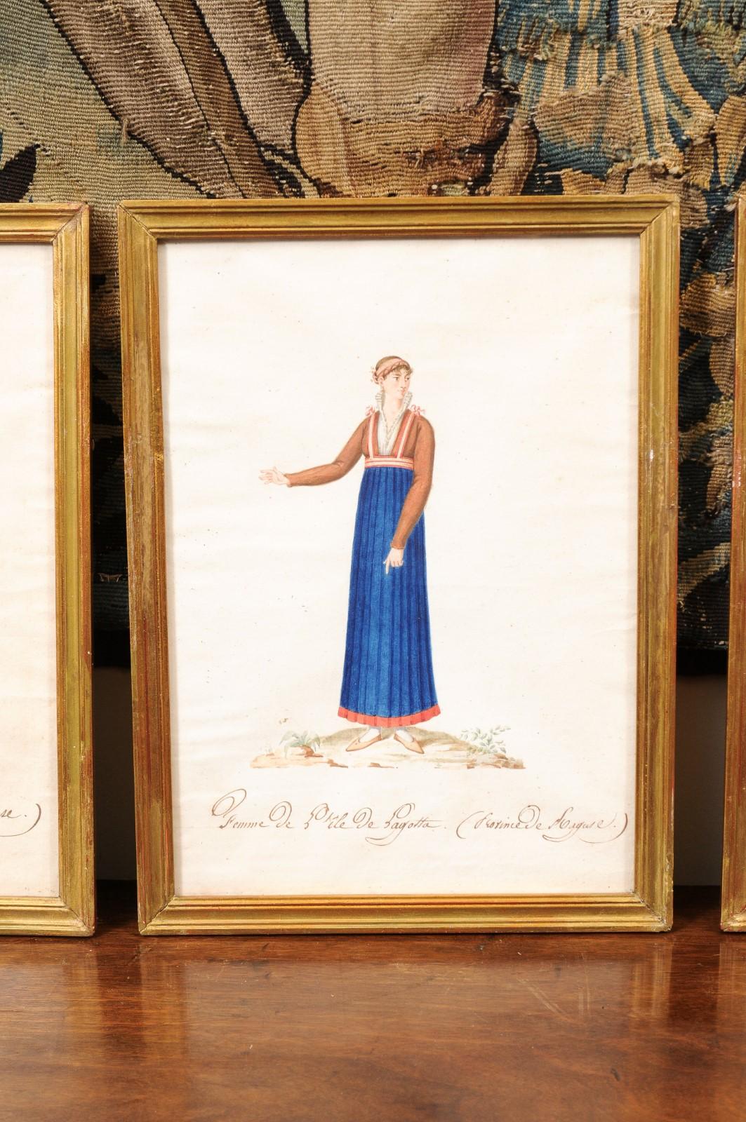 Set of 4 19th Century French Gilt Framed Water Color Female Portraits 3