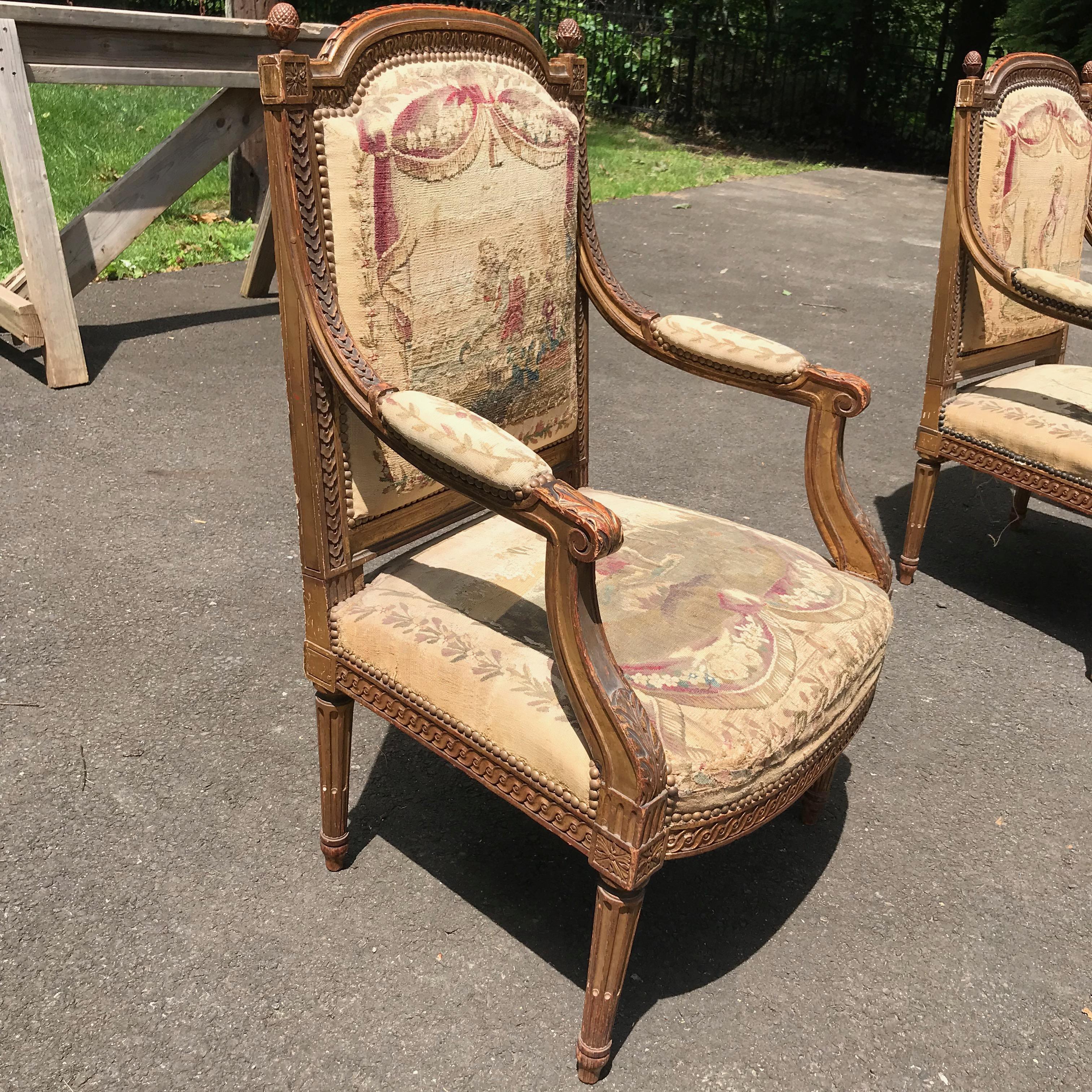 Set of 4, 19th Century French Louis XVI Fauteuils For Sale 5