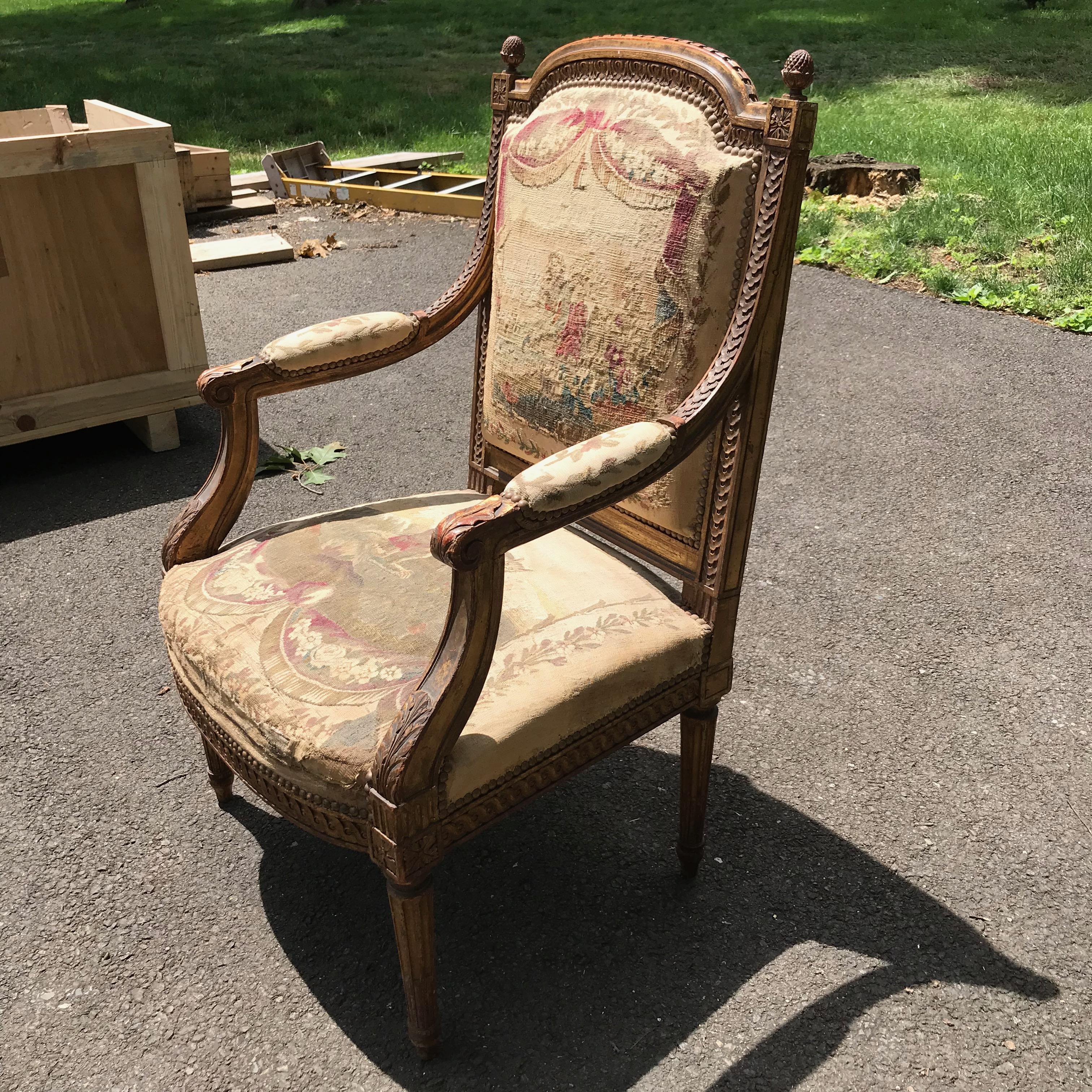 Set of 4, 19th Century French Louis XVI Fauteuils For Sale 6