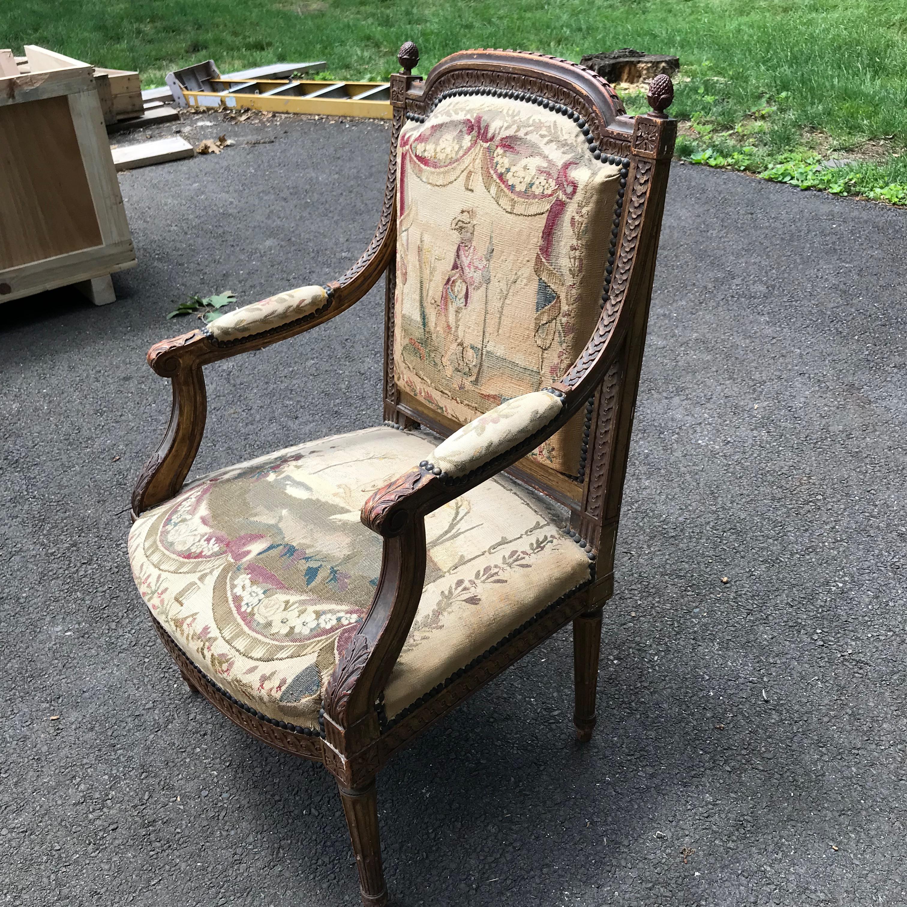 Set of 4, 19th Century French Louis XVI Fauteuils For Sale 10