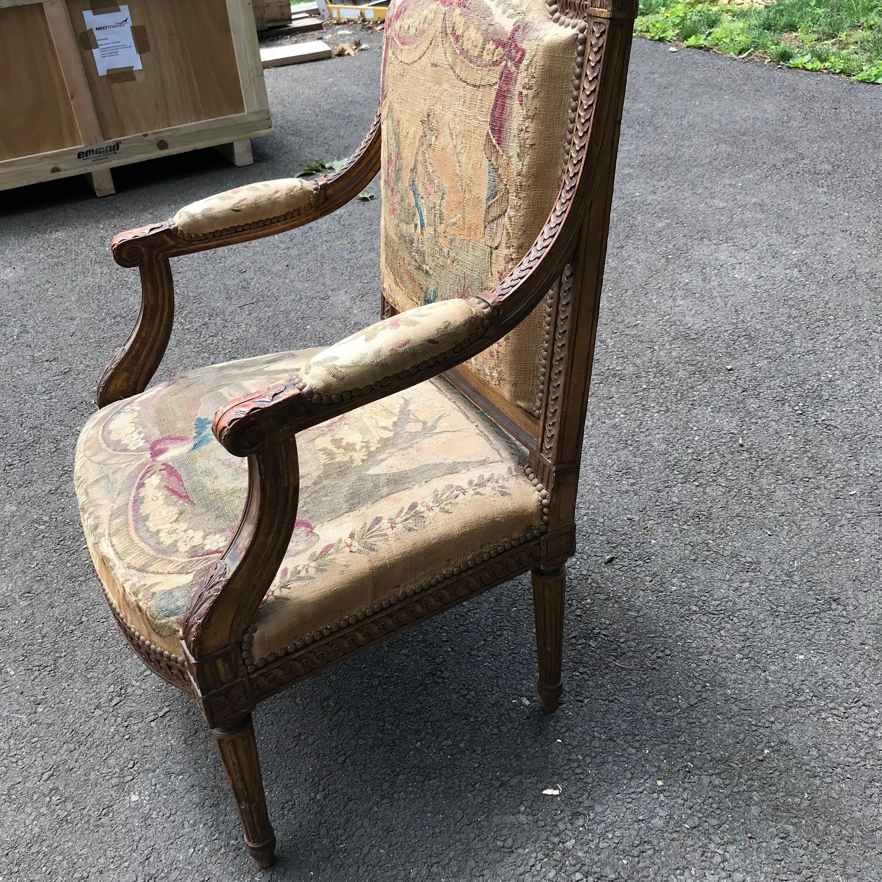 Set of 4, 19th Century French Louis XVI Fauteuils For Sale 12