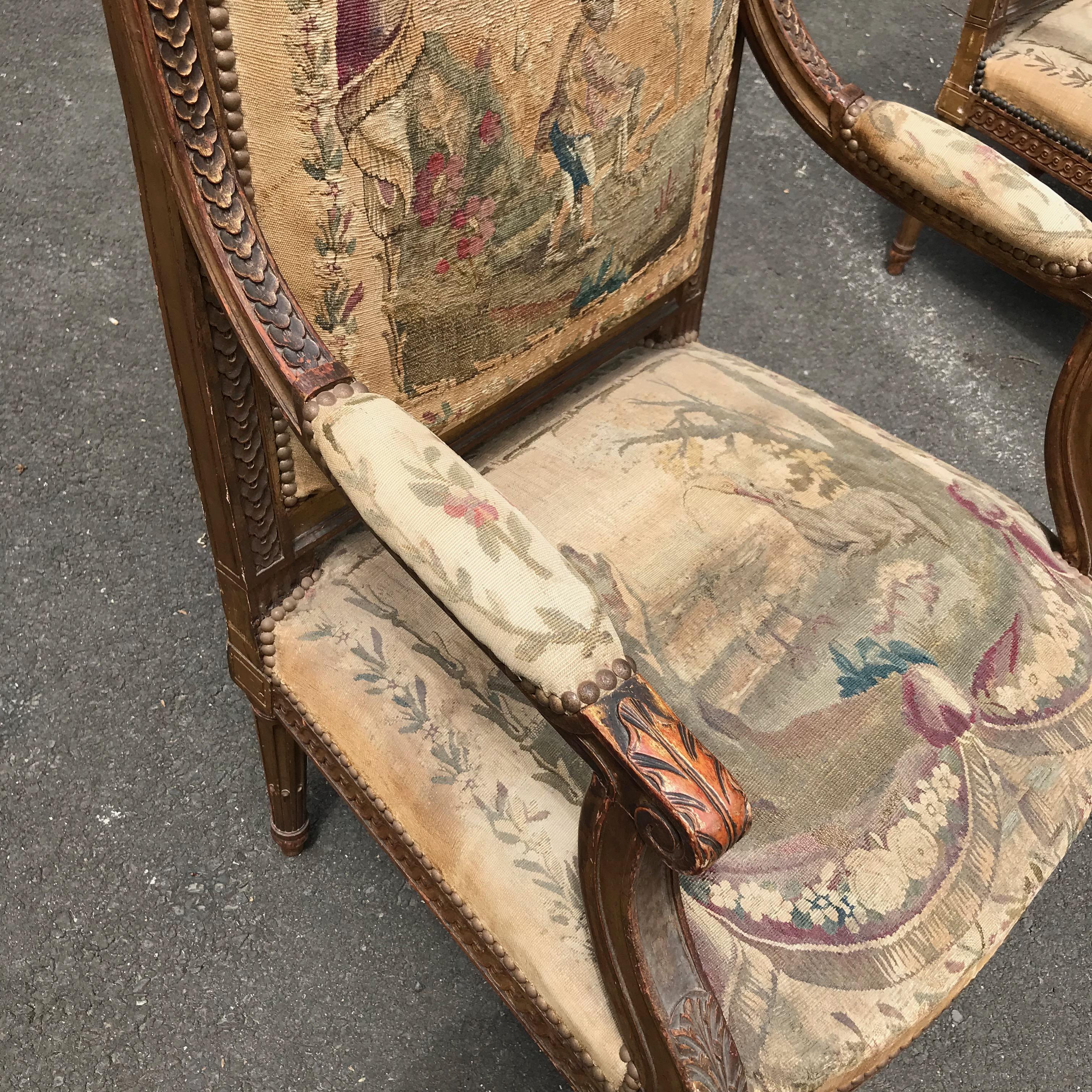 Set of 4, 19th Century French Louis XVI Fauteuils For Sale 13