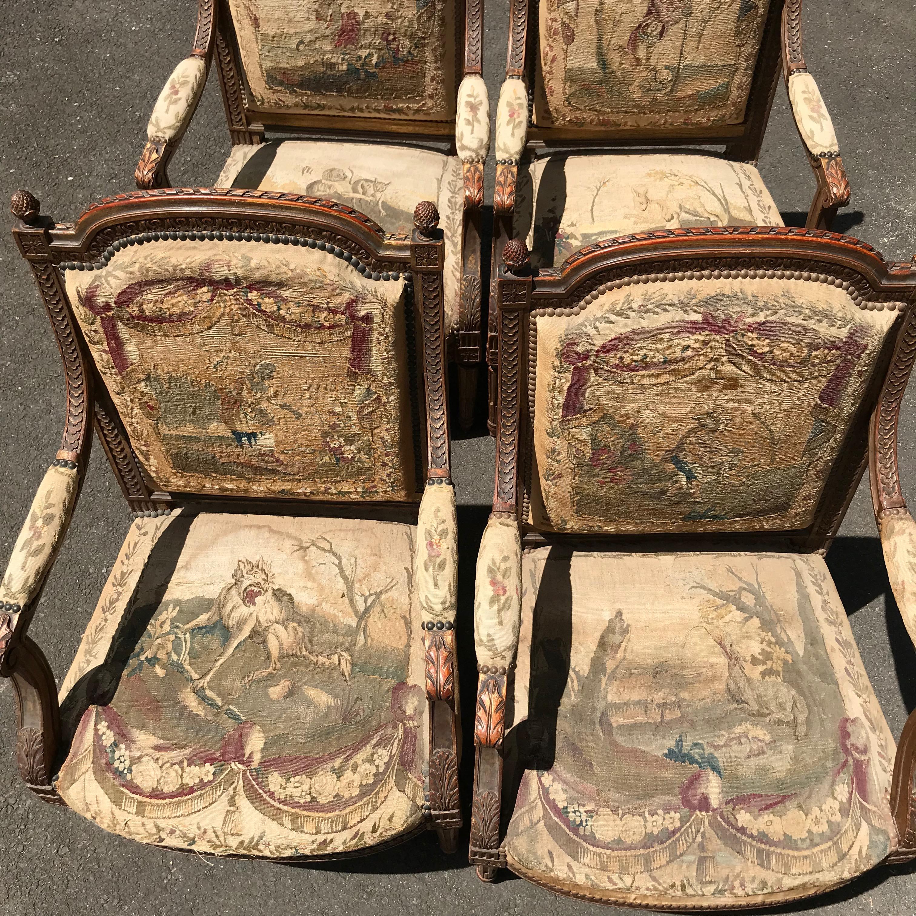 Set of 4, 19th Century French Louis XVI Fauteuils In Good Condition For Sale In Washington Crossing, PA