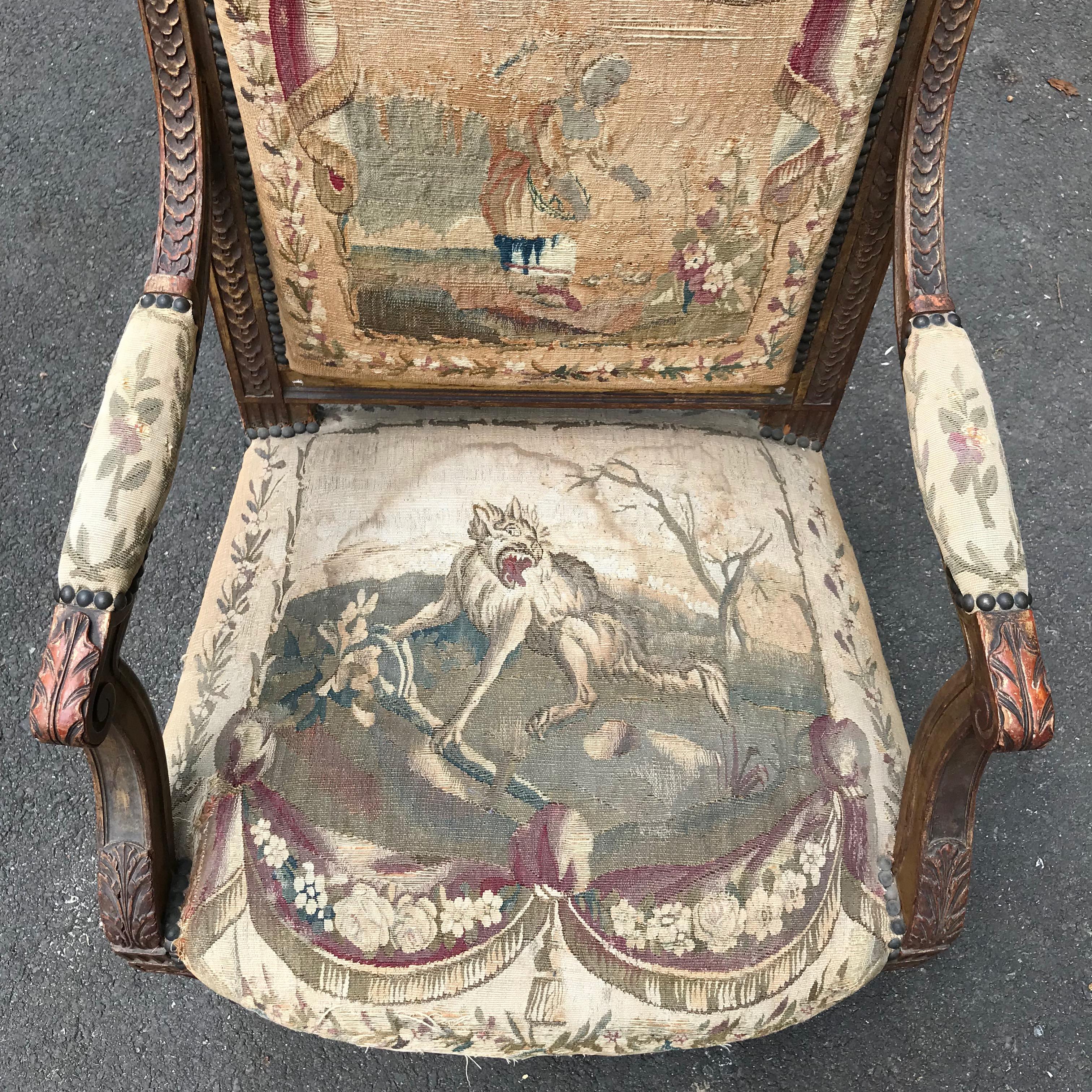 Giltwood Set of 4, 19th Century French Louis XVI Fauteuils For Sale