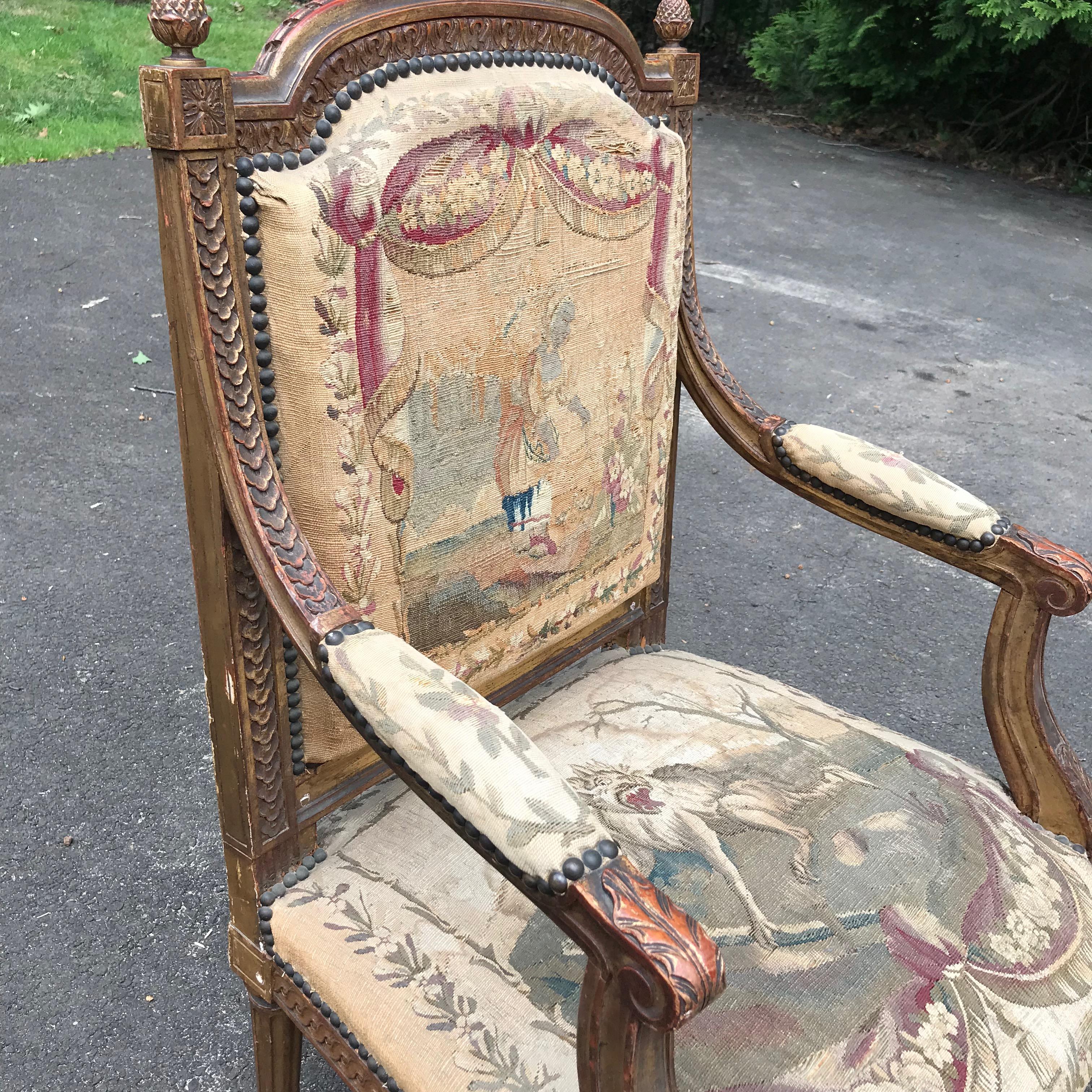 Set of 4, 19th Century French Louis XVI Fauteuils For Sale 1