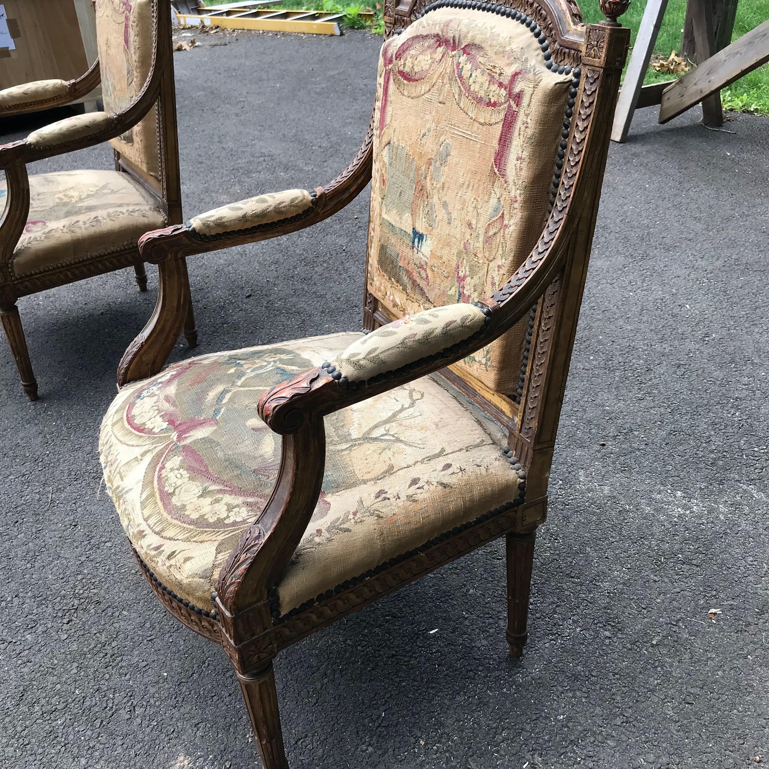 Set of 4, 19th Century French Louis XVI Fauteuils For Sale 2