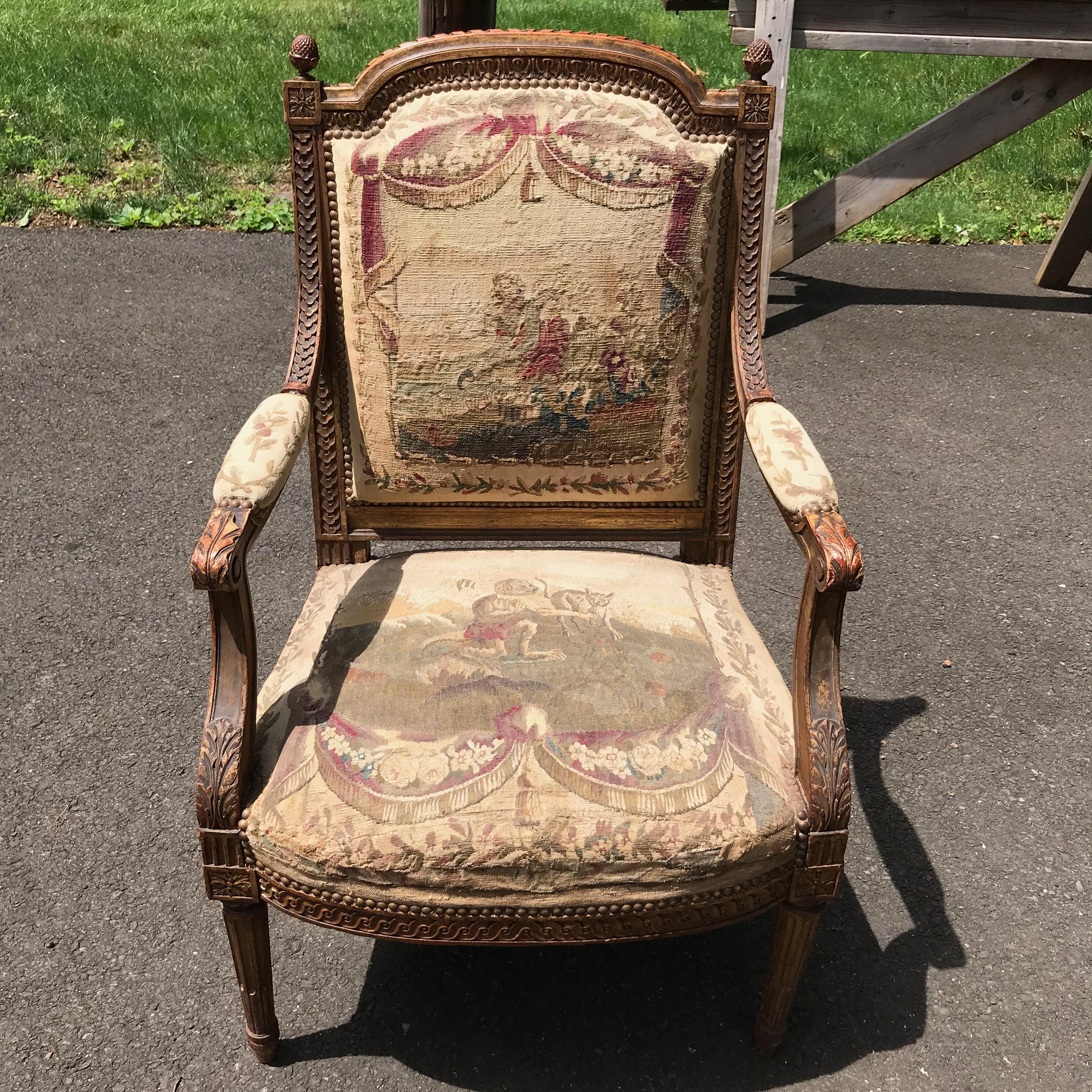 Set of 4, 19th Century French Louis XVI Fauteuils For Sale 3