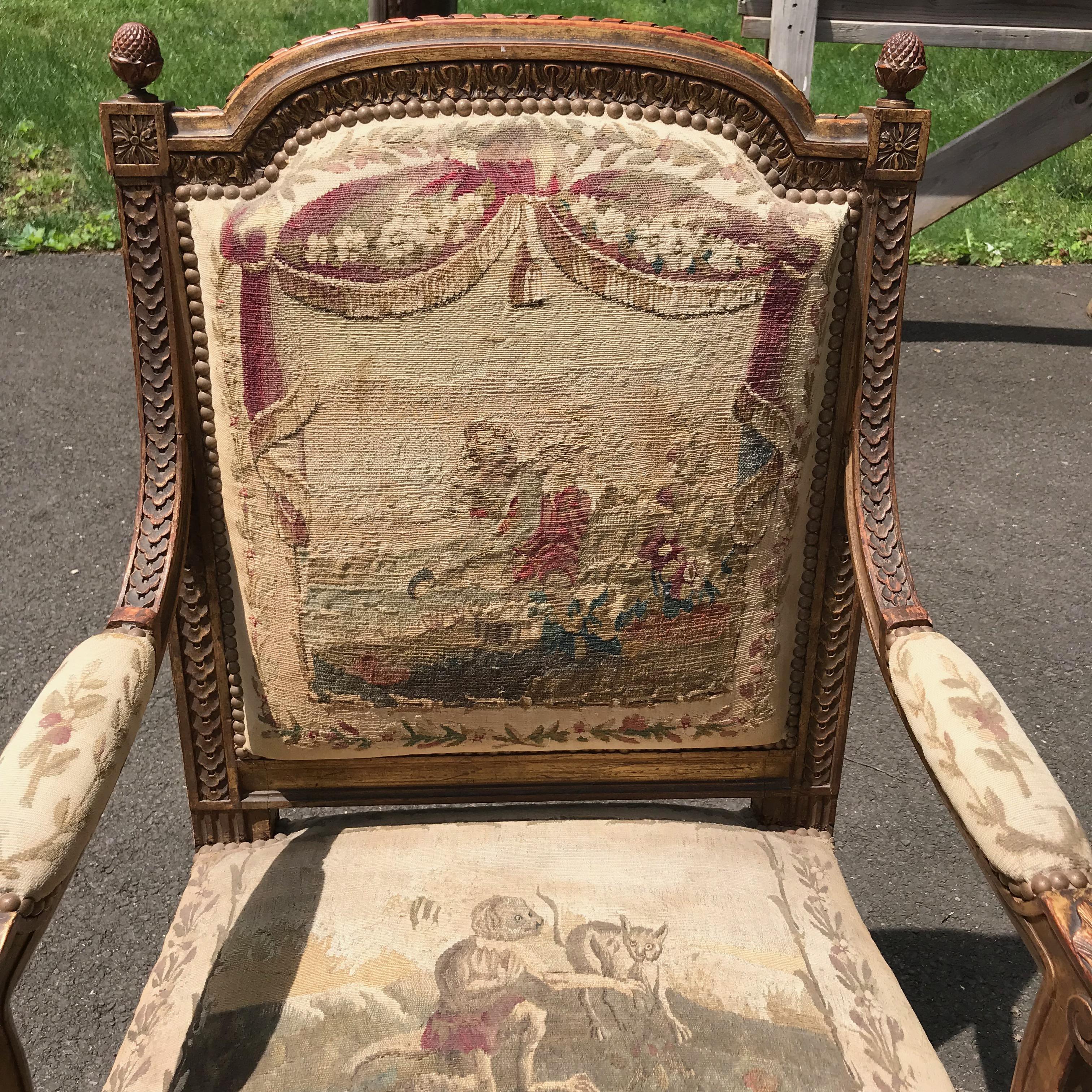 Set of 4, 19th Century French Louis XVI Fauteuils For Sale 4