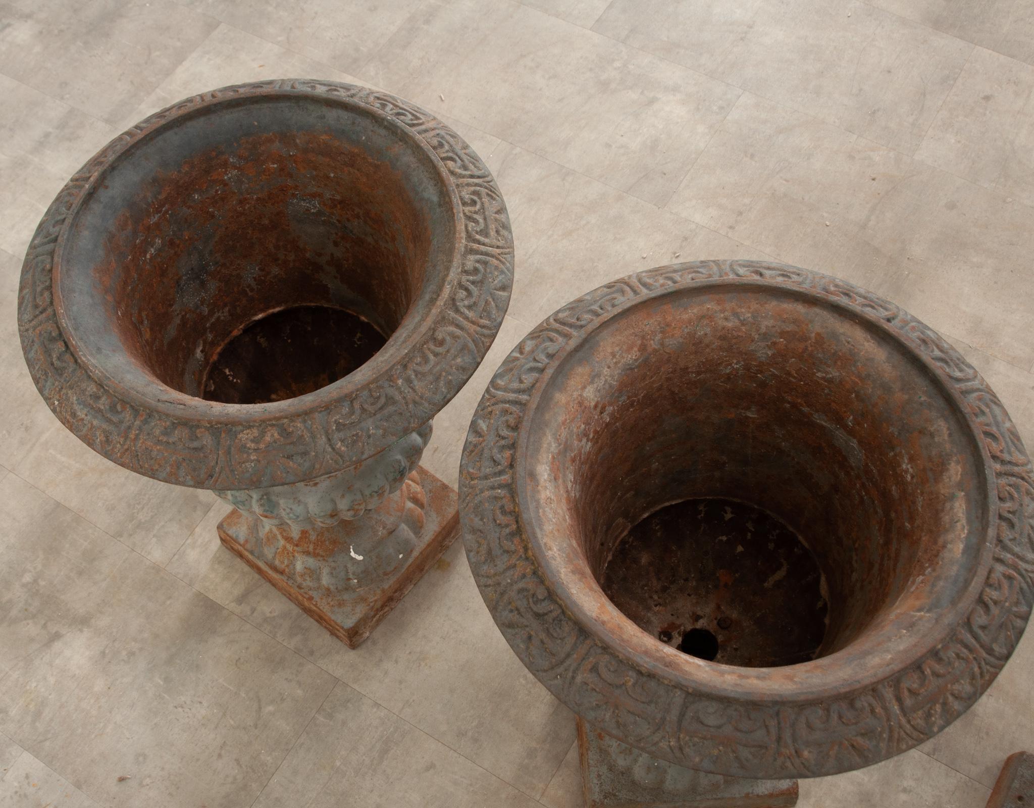 Set of 4 19th Century Iron Garden Urns For Sale 3